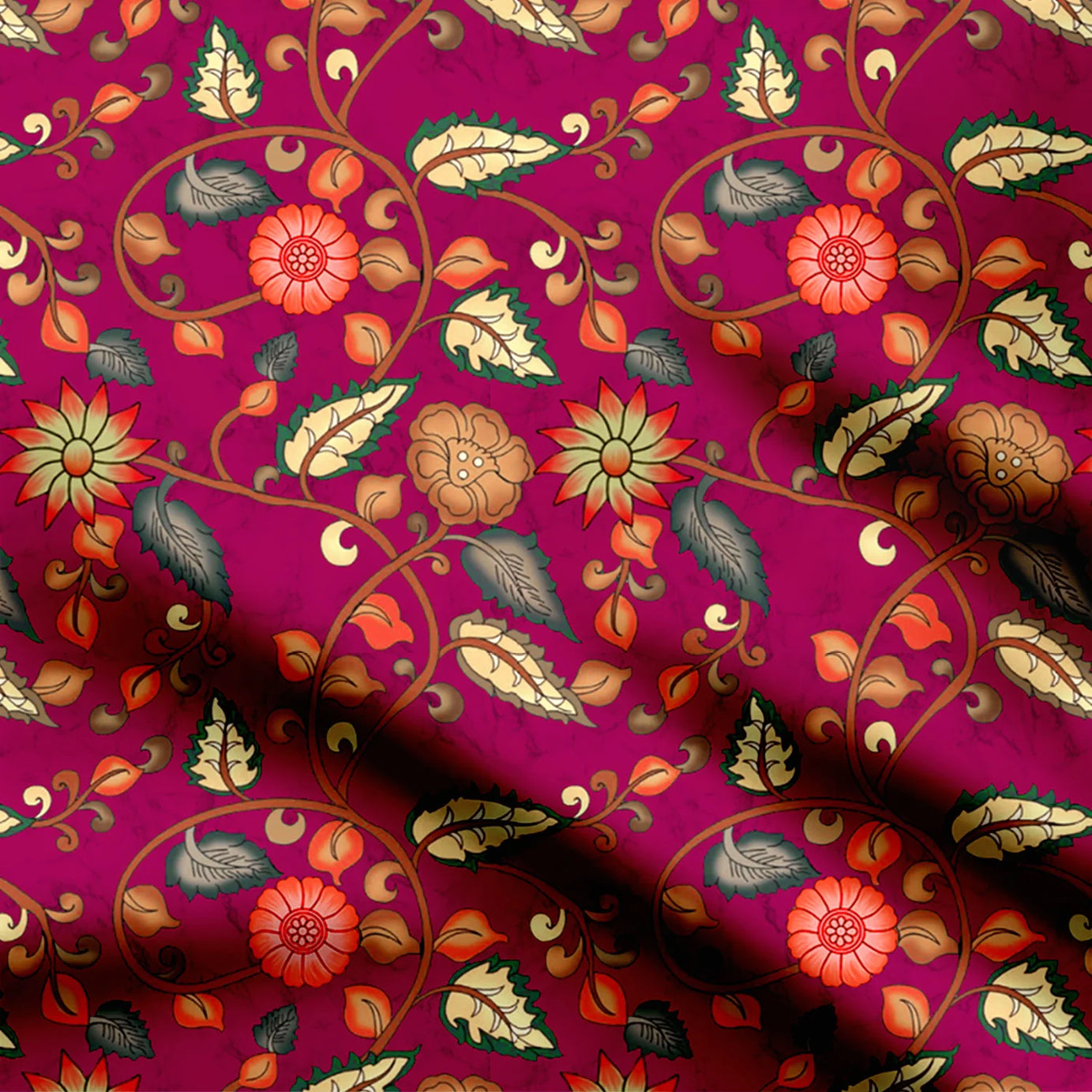 Kalamkari Mariya Red Print Fabric