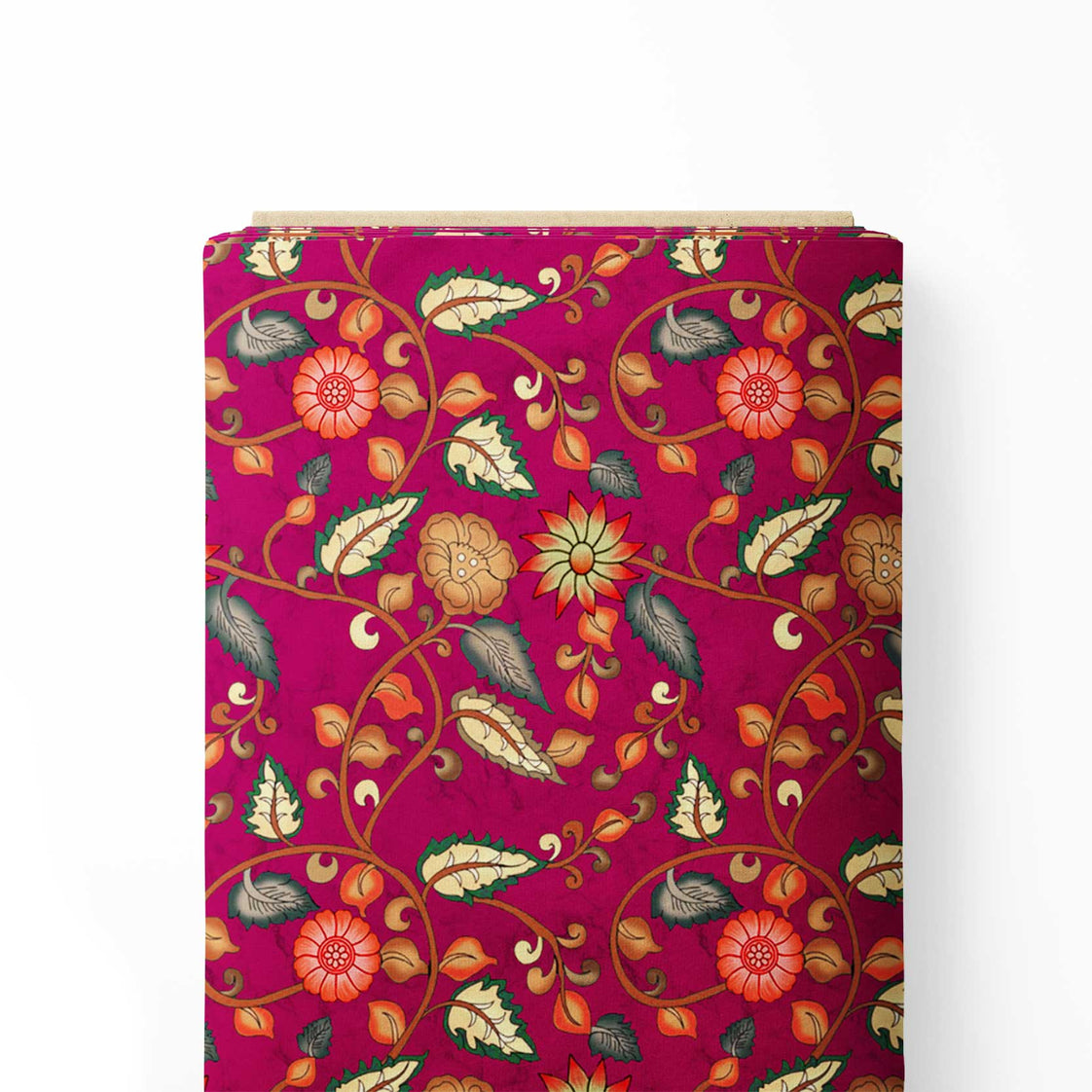 कलमकारी मारिया लाल प्रिंट फैब्रिक