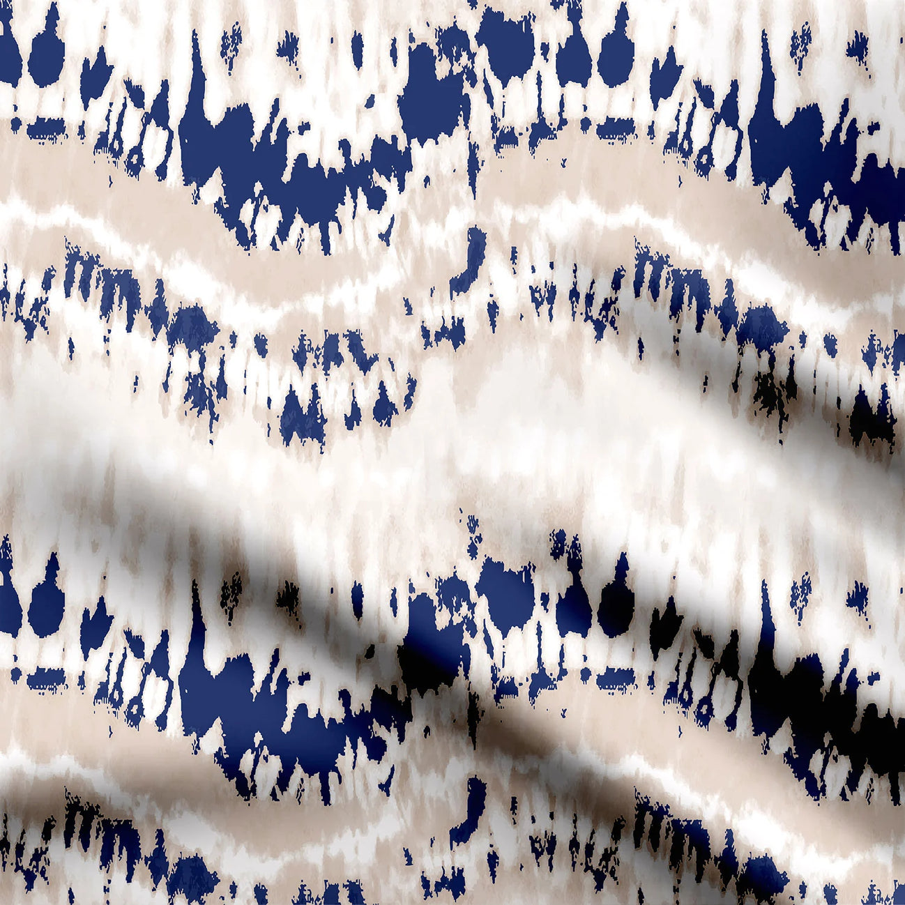 Indigo Whimsical Waves Tie Dye Print Fabric