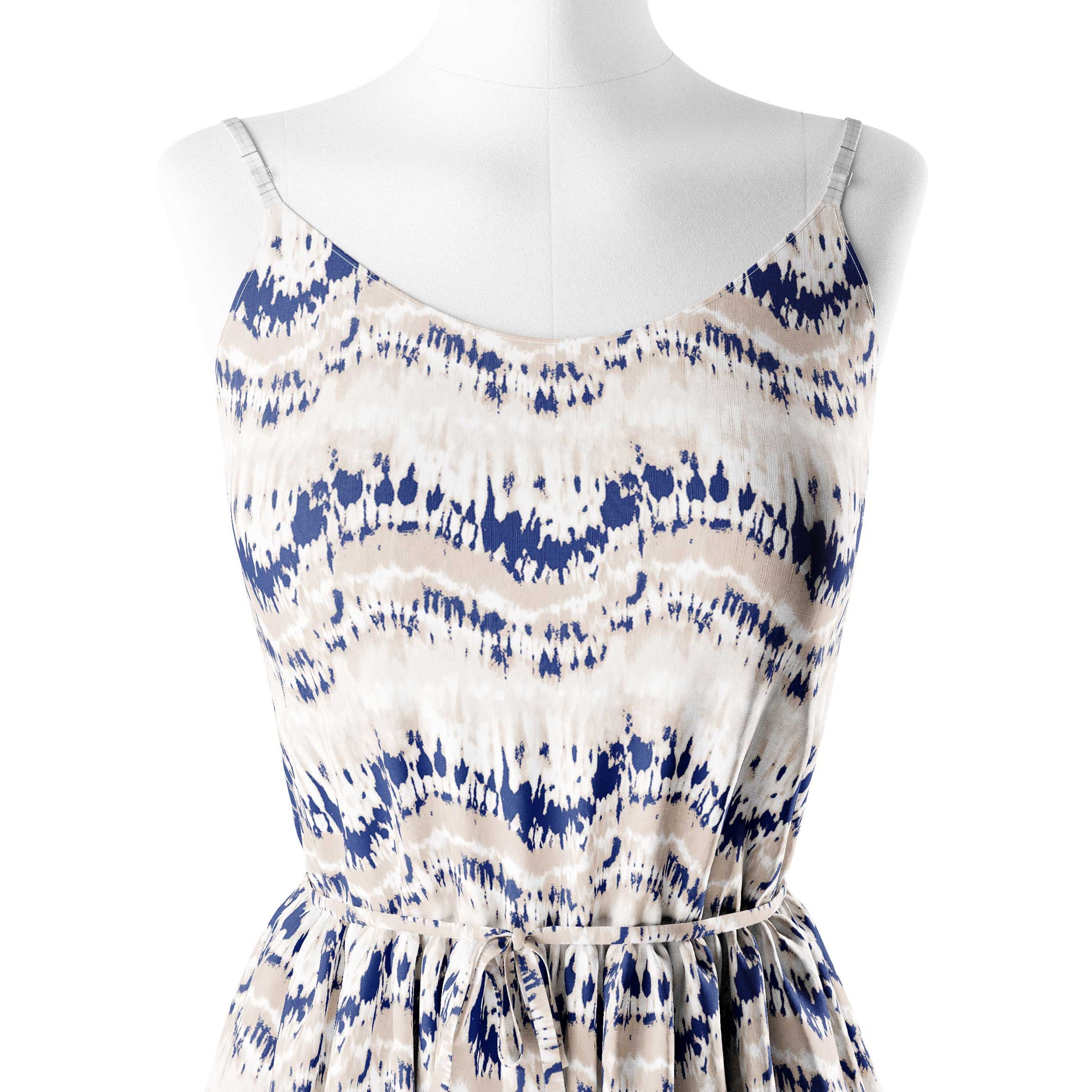 Indigo Whimsical Waves Tie Dye Print Fabric