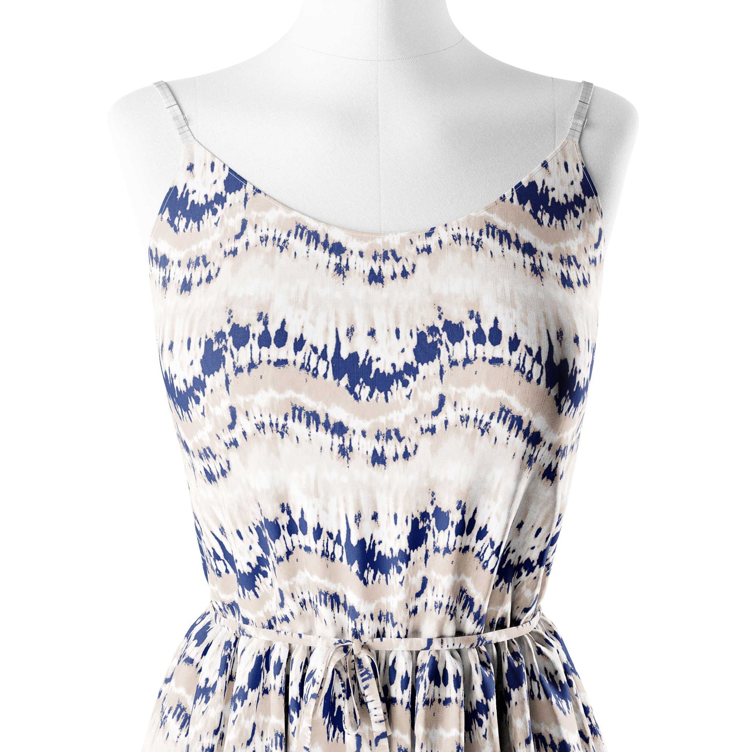 Indigo Whimsical Waves Tie Dye Print Fabric