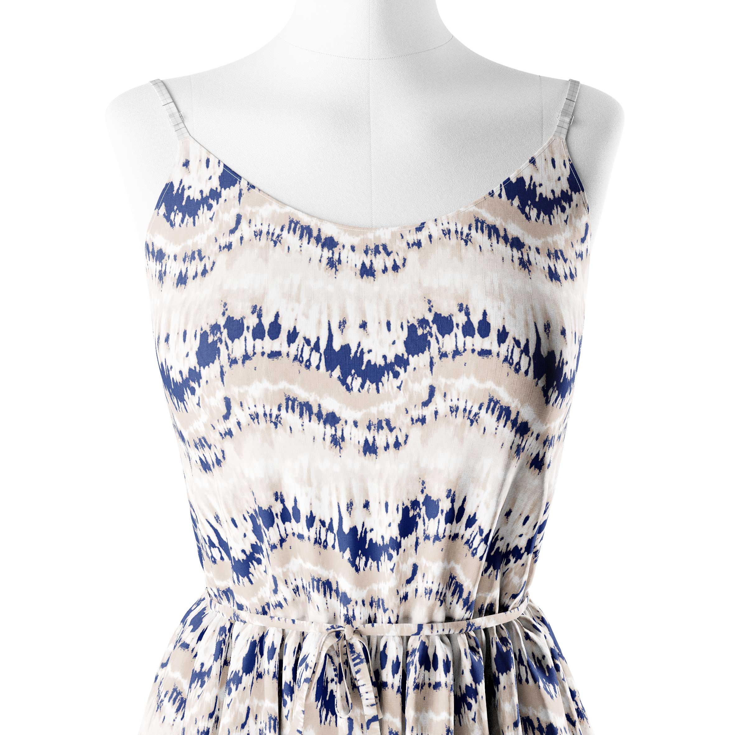 Indigo Whimsical Waves Tie Dye Print Fabric