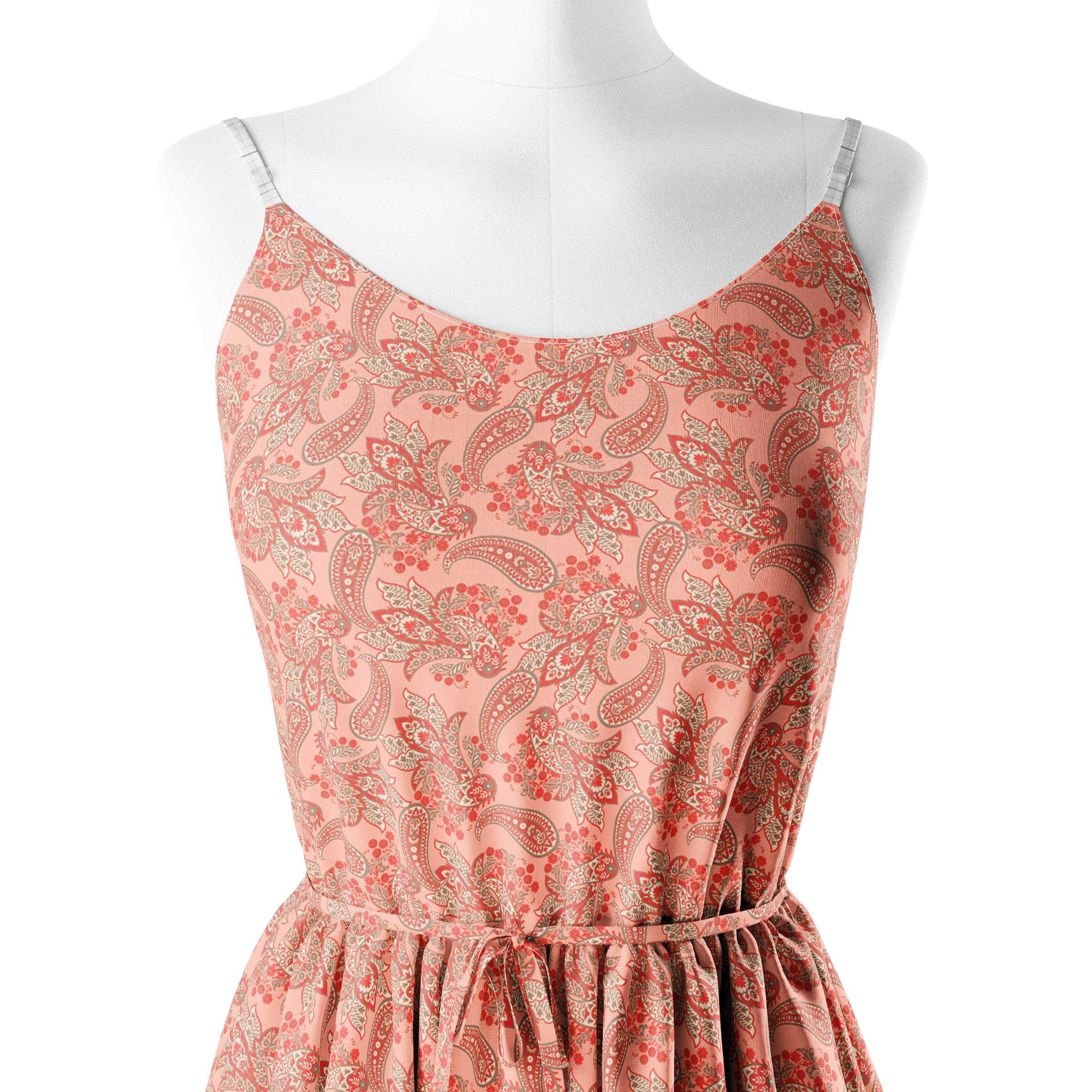 Peach Kalamkari design Print Fabric