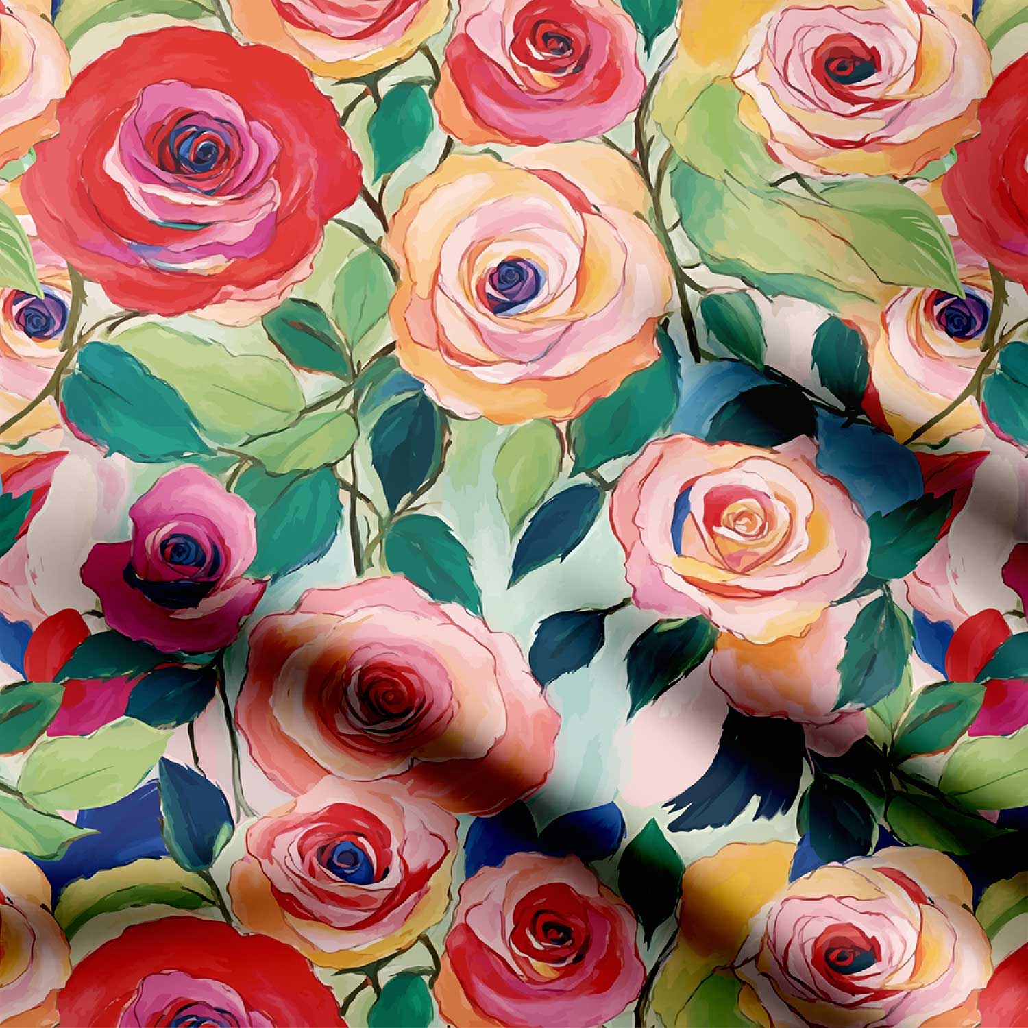 Water rose pattern Print Fabric