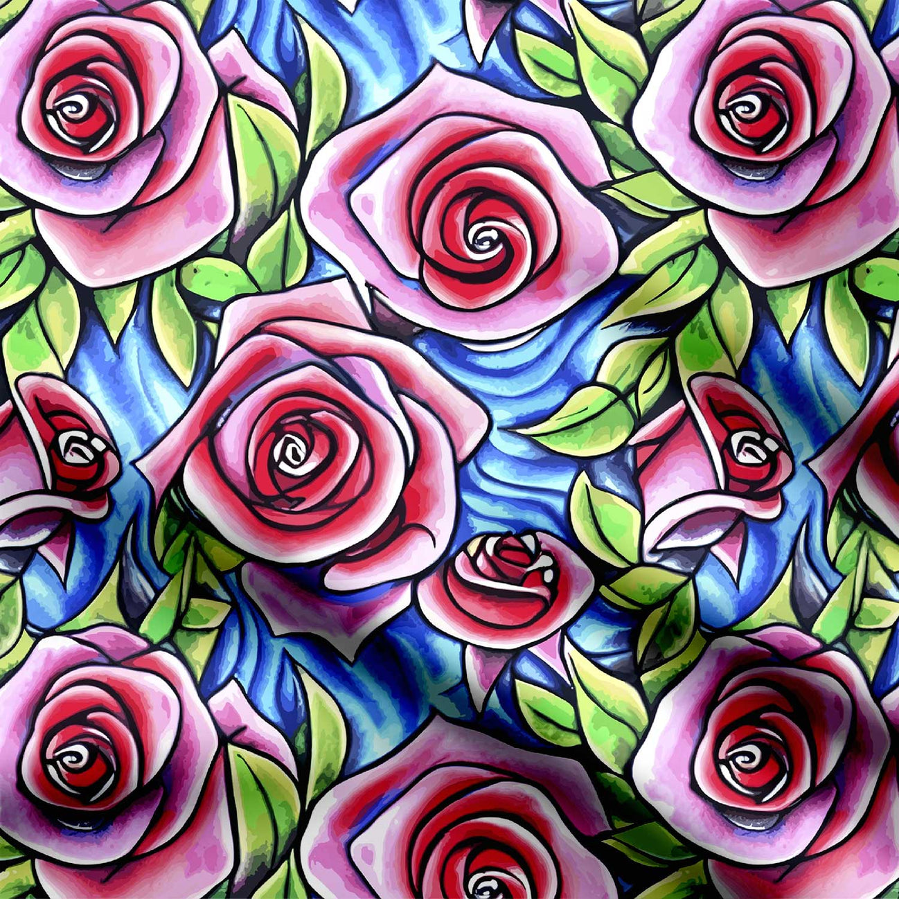 Drawing rose Print Fabric