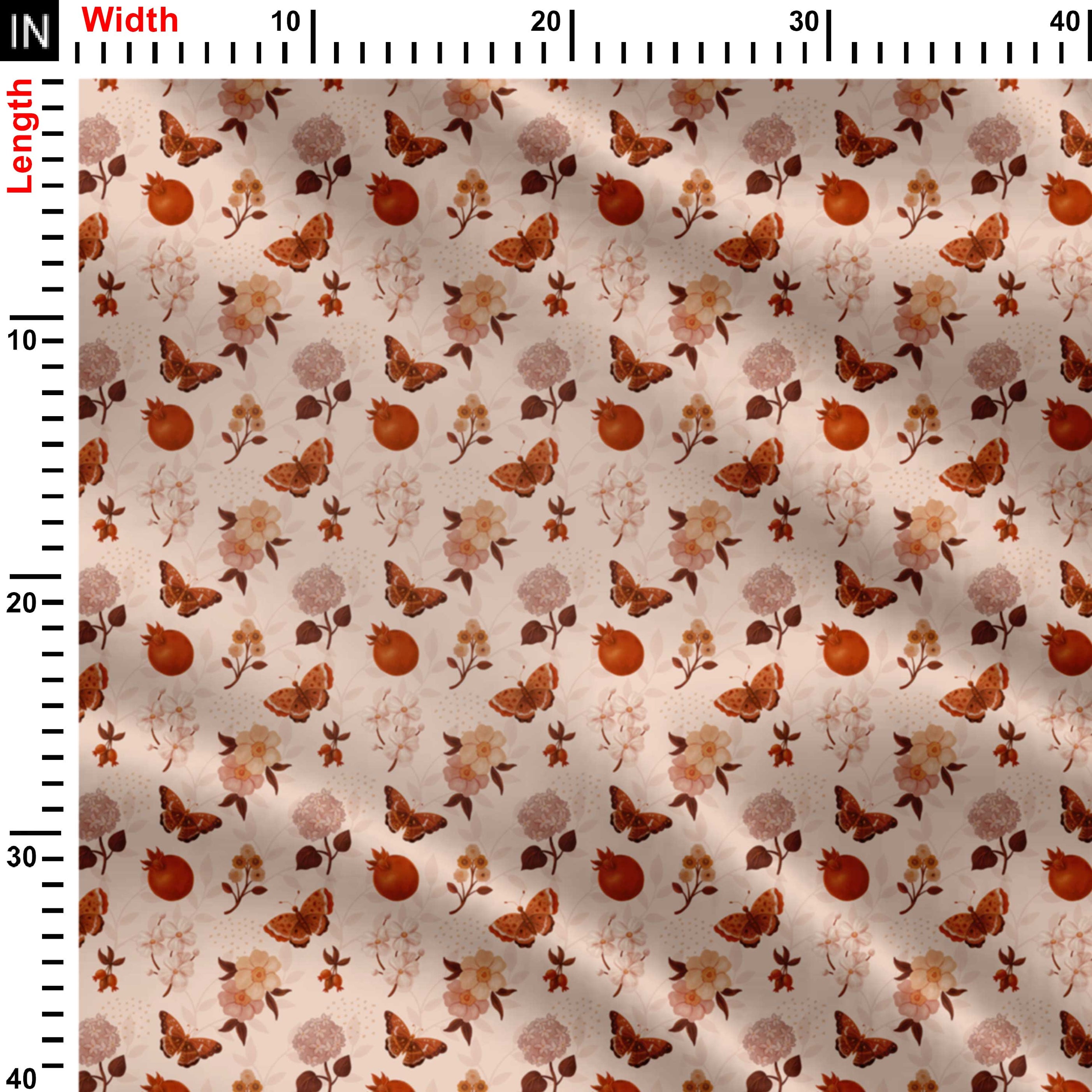 Peach Leaves Print Fabric