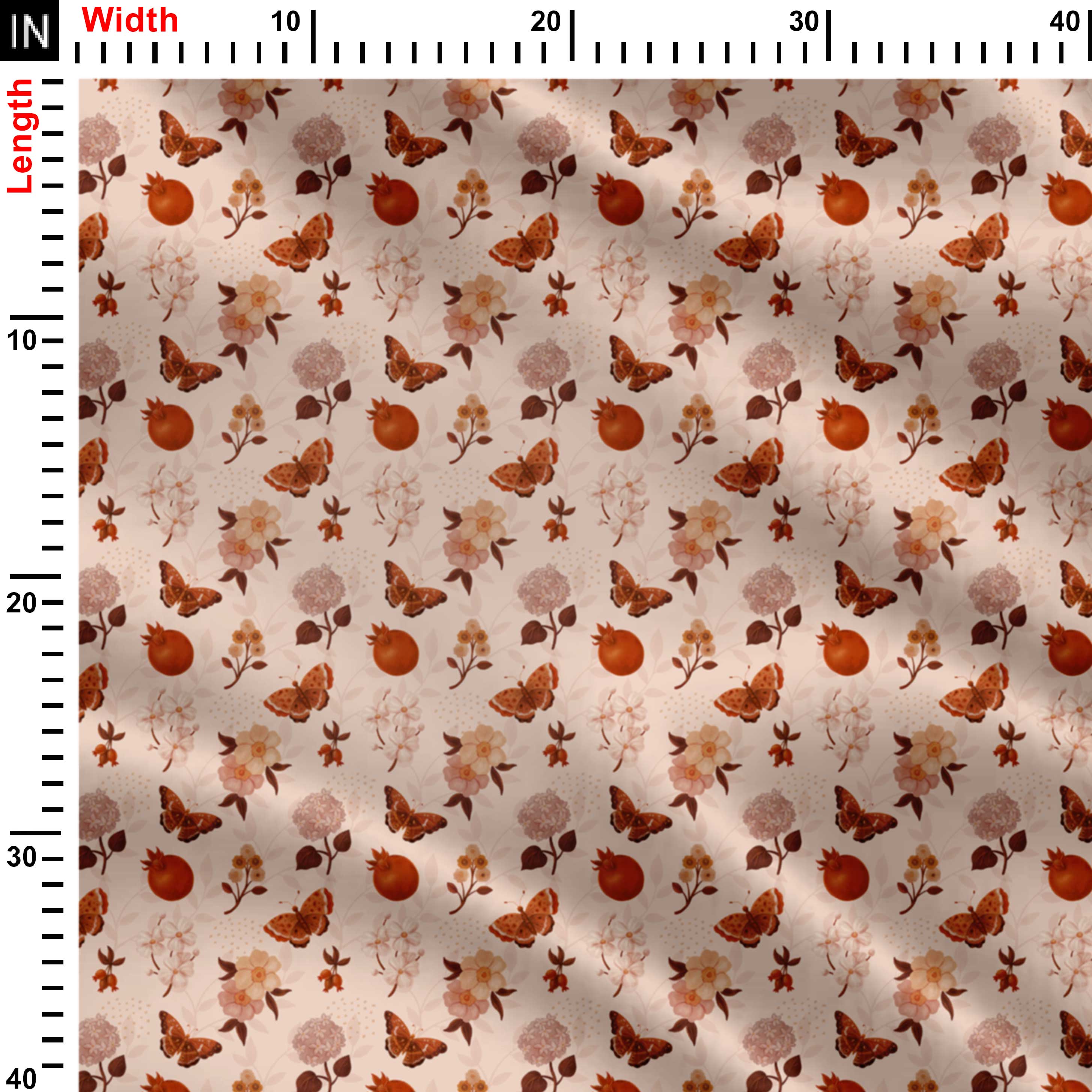 Peach Leaves Print Fabric