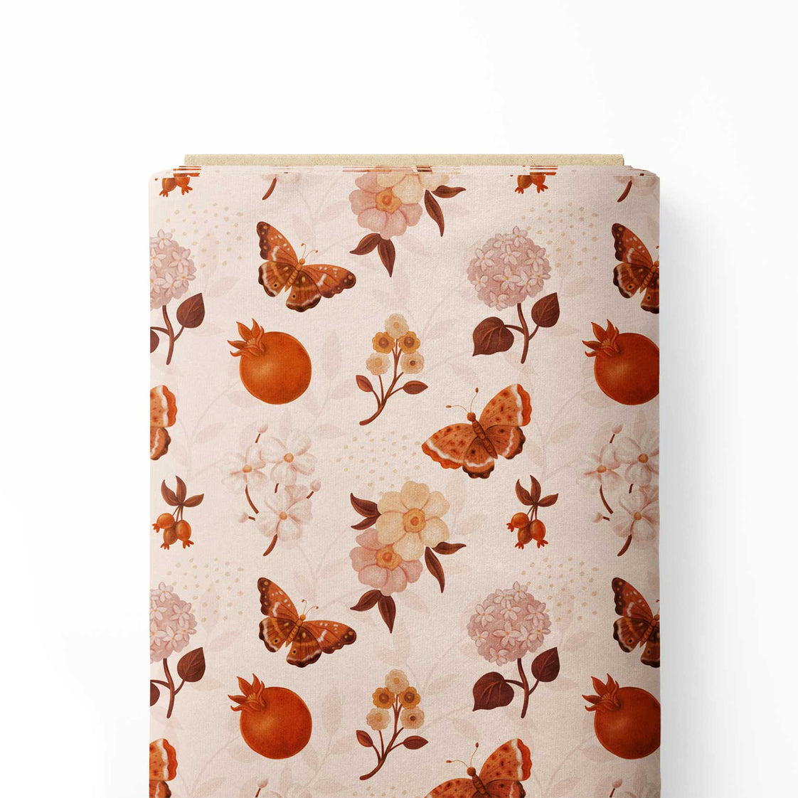 Peach Leaves Print Fabric