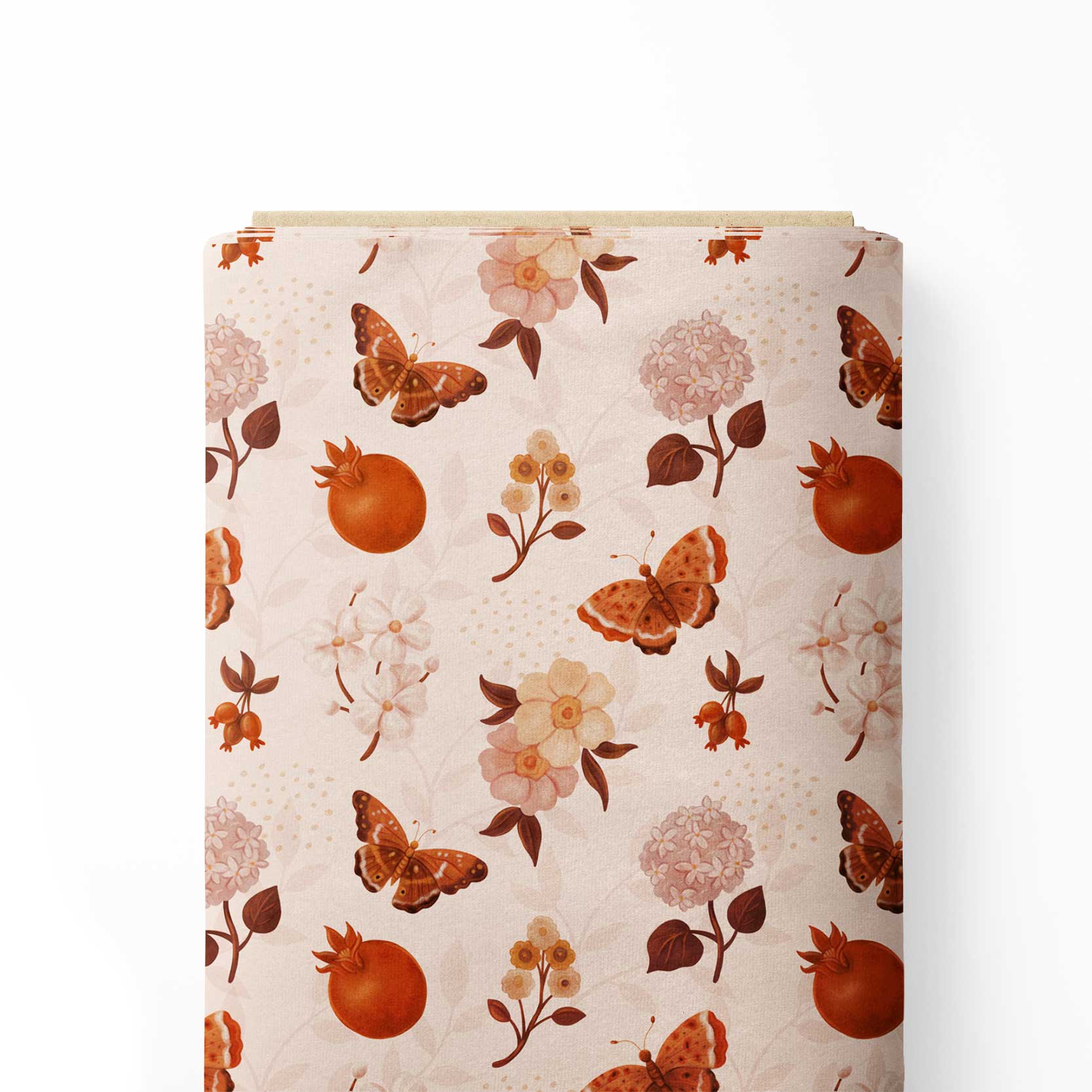 Peach Leaves Print Fabric