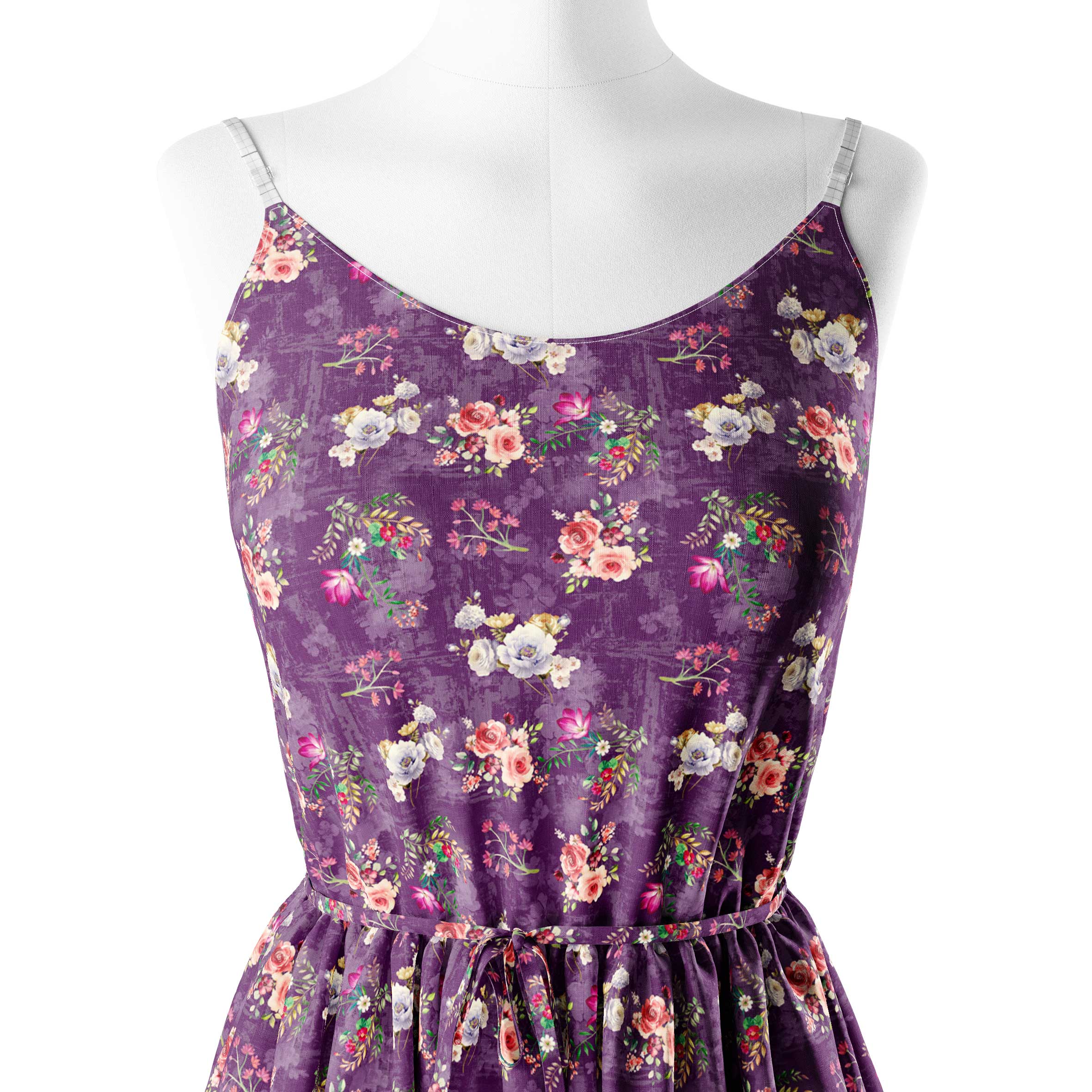 Beautiful purple ground with natural floral design Print Fabric