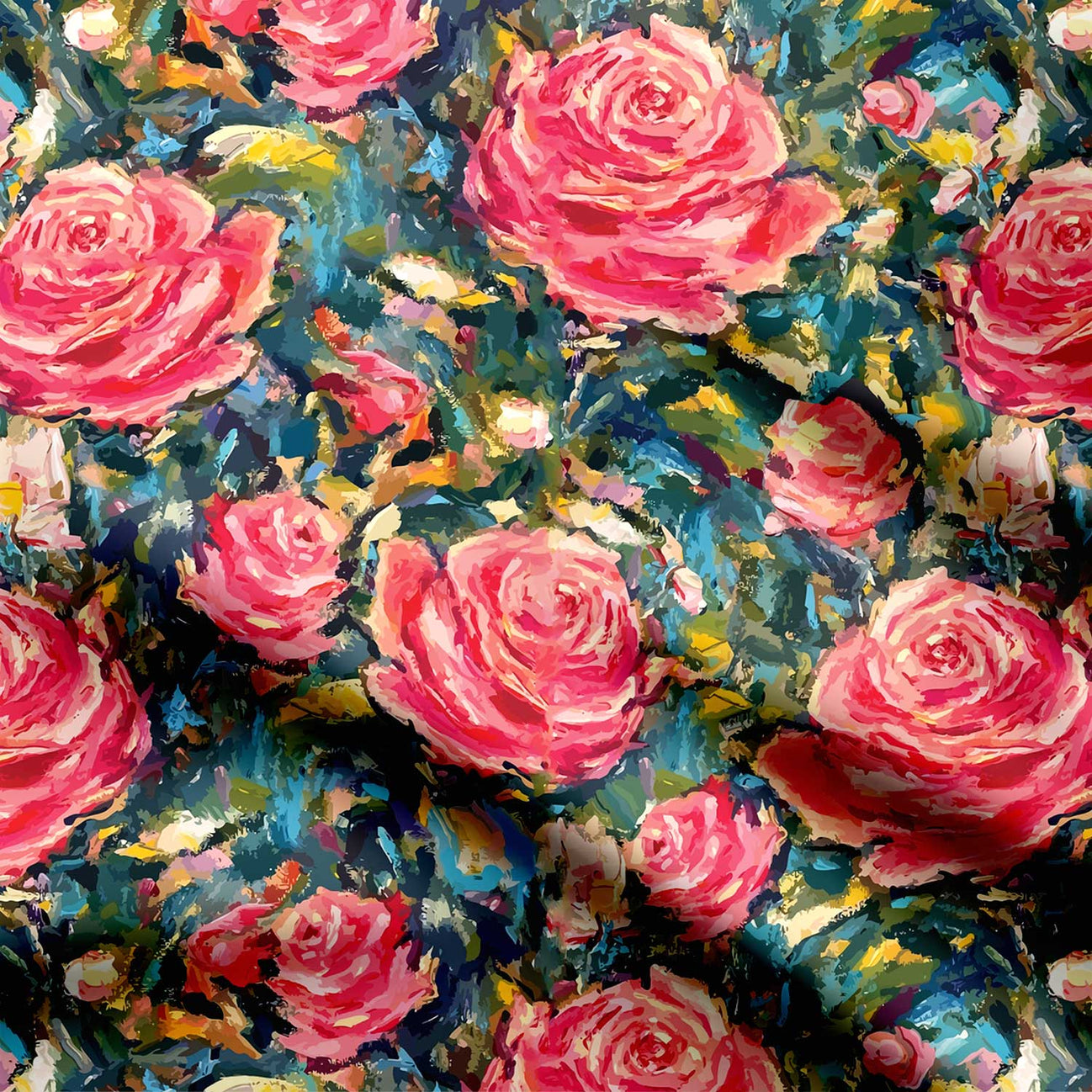 Water colour art rose design Print Fabric