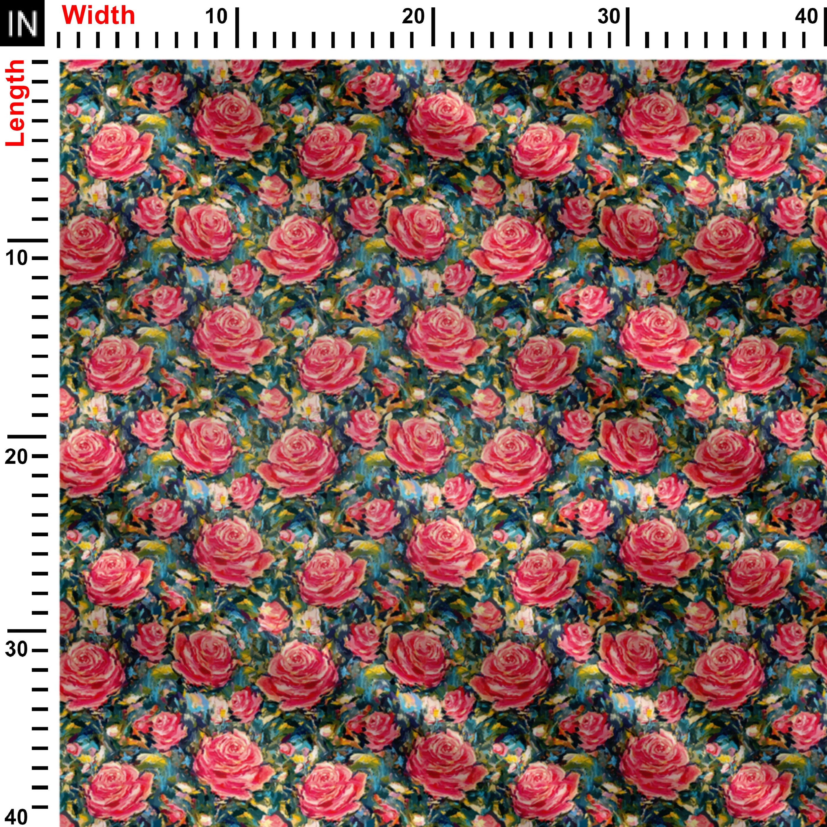 water colour art rose design Print Fabric
