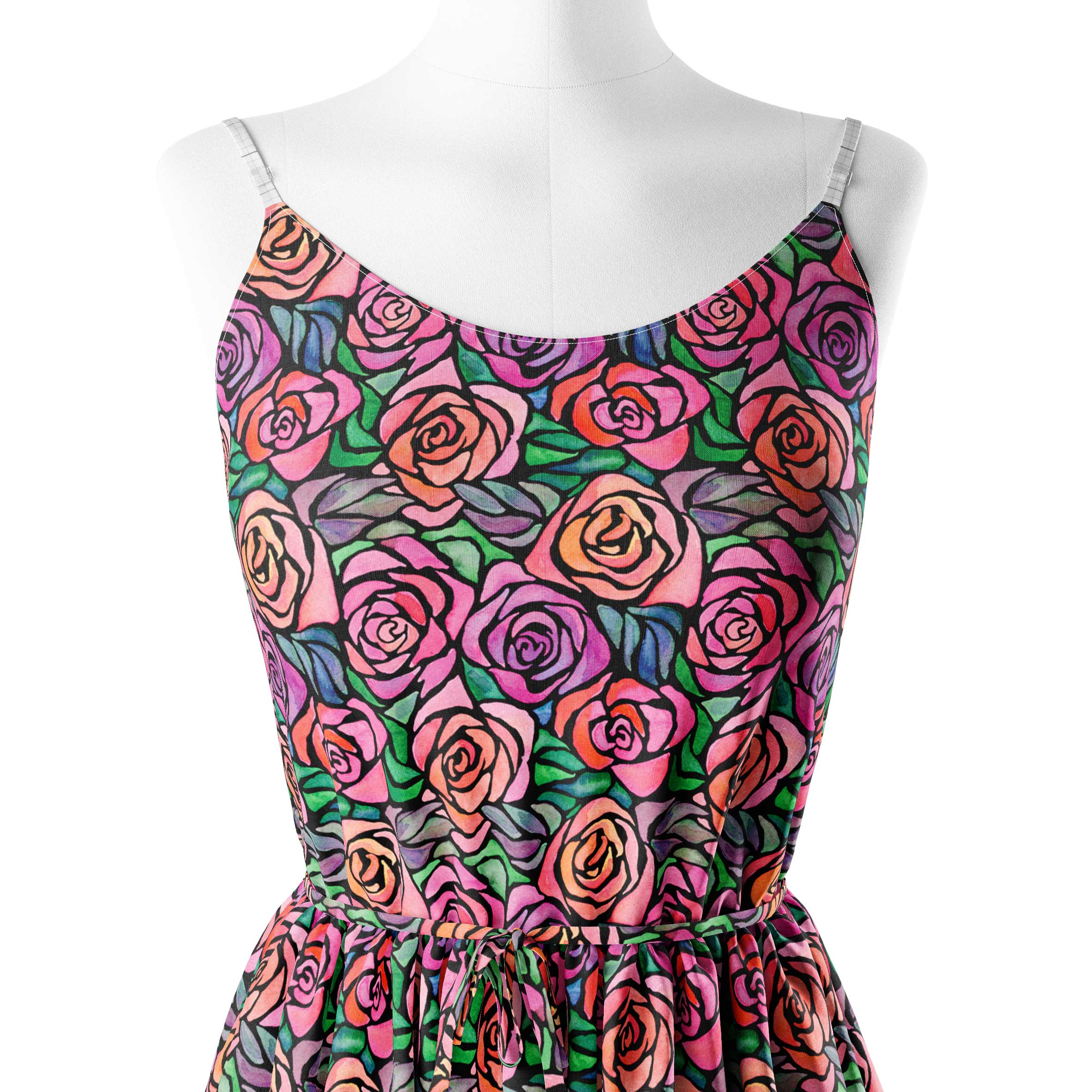 Hand drawing mixed colours roses Print Fabric