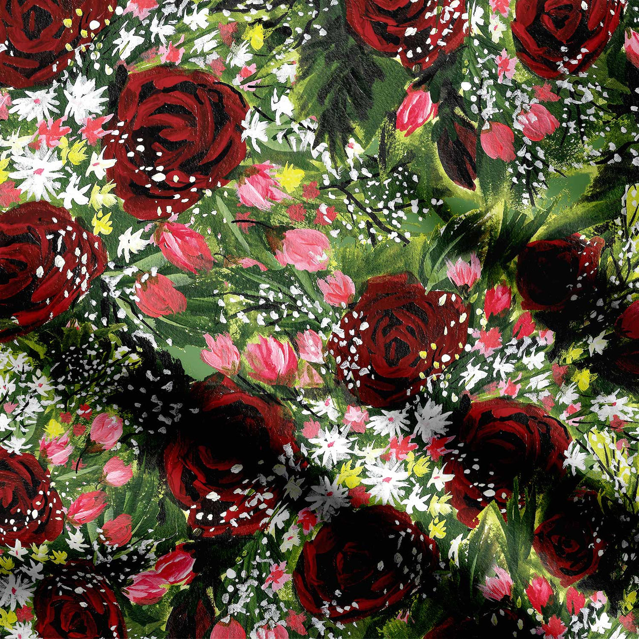 Red roses Print Fabric