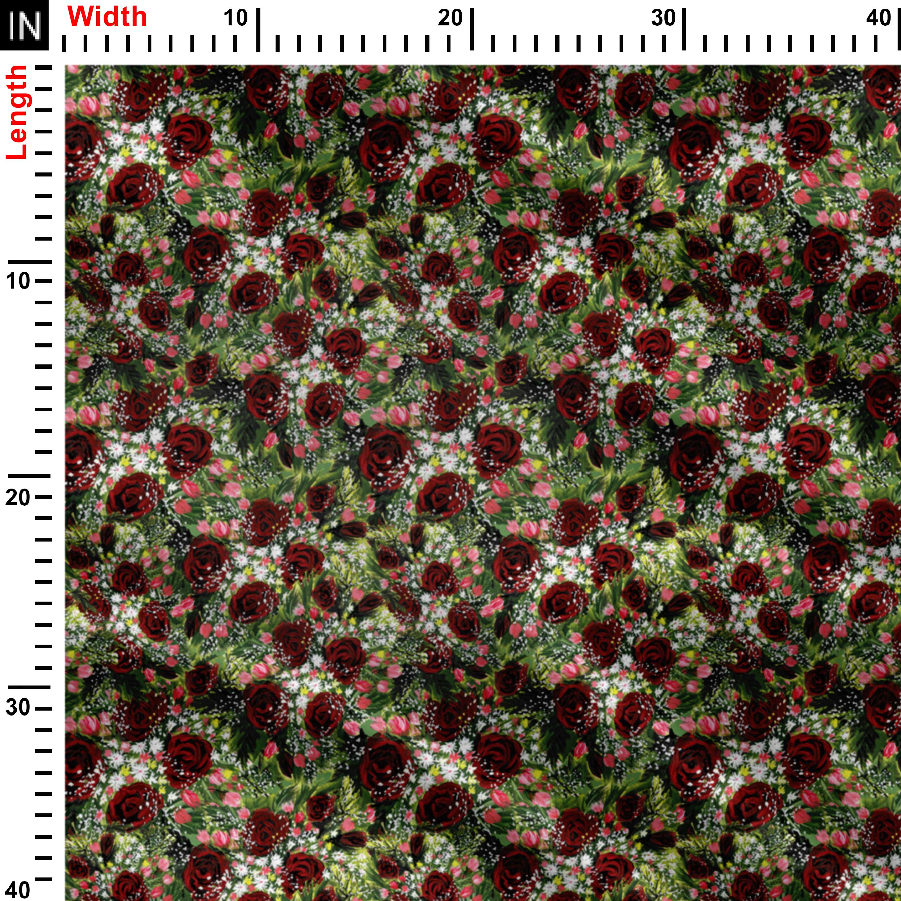 Red roses Print Fabric