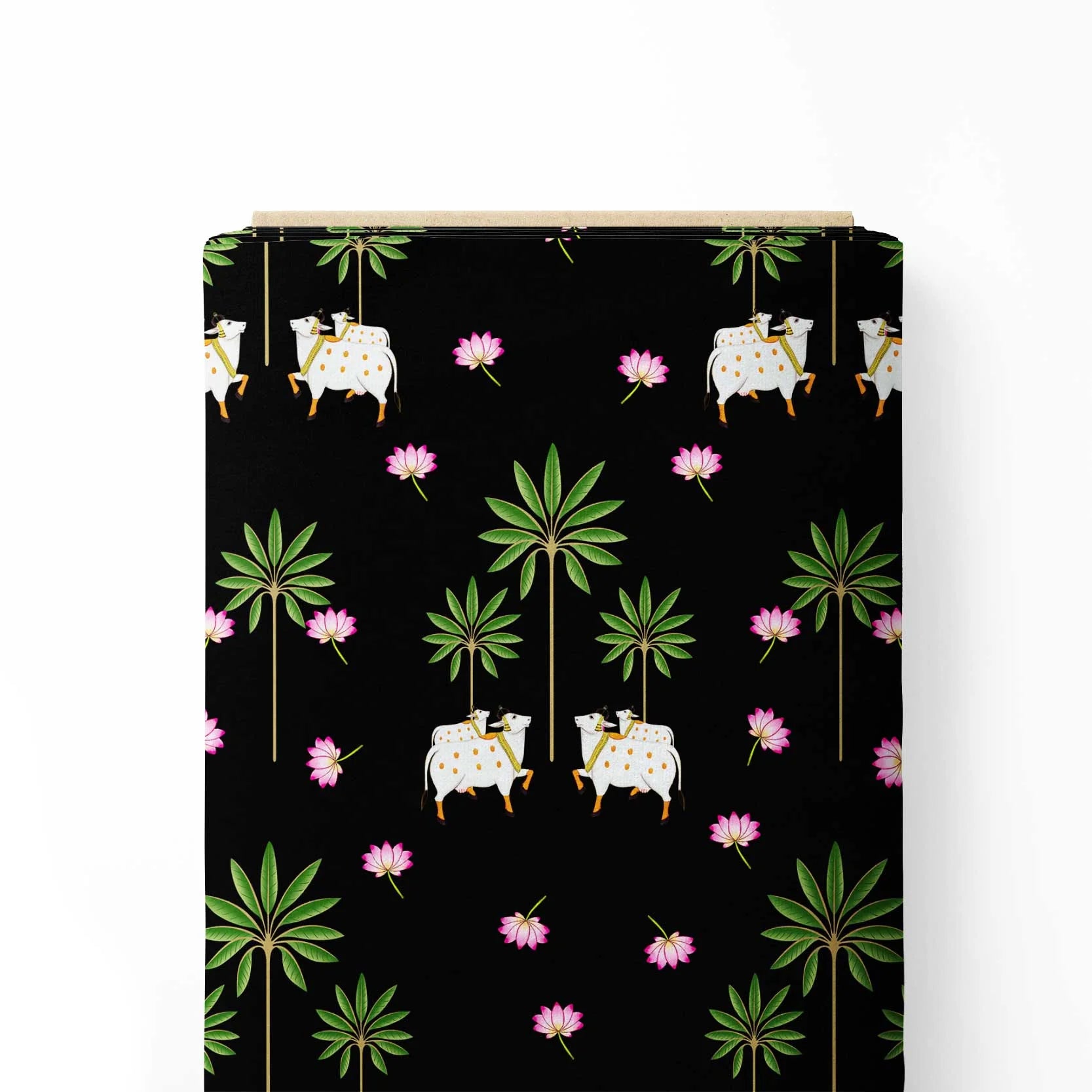 Traditional Pichwai in Black Print Fabric