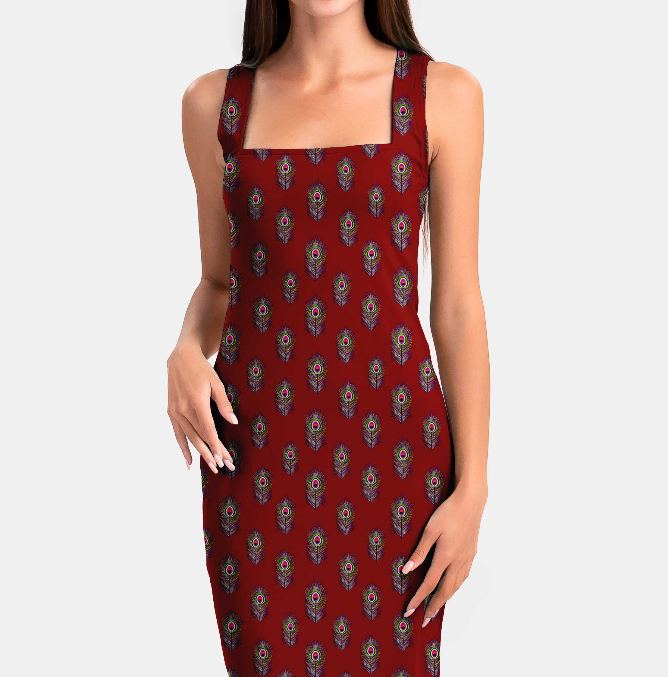 Peacock fur red Print Fabric