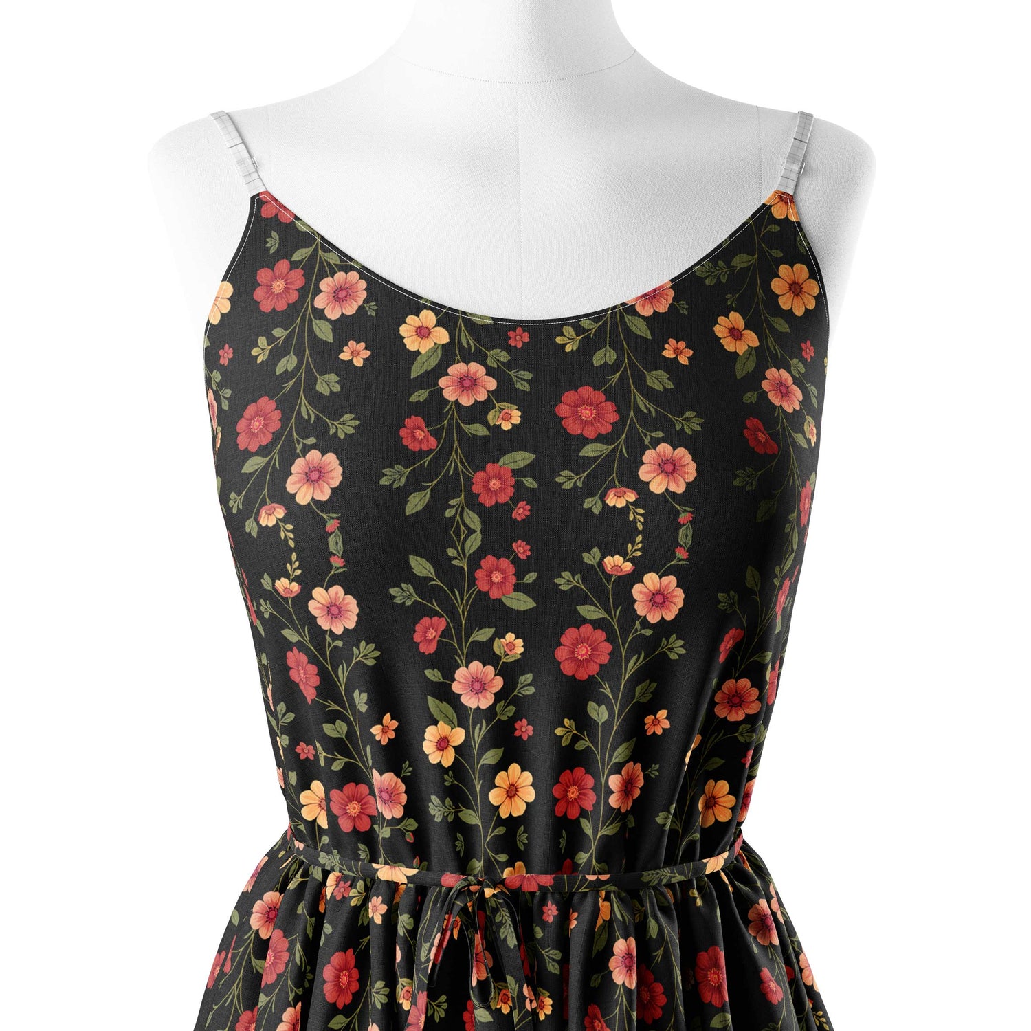 Dark Vintage Floral Print Fabric