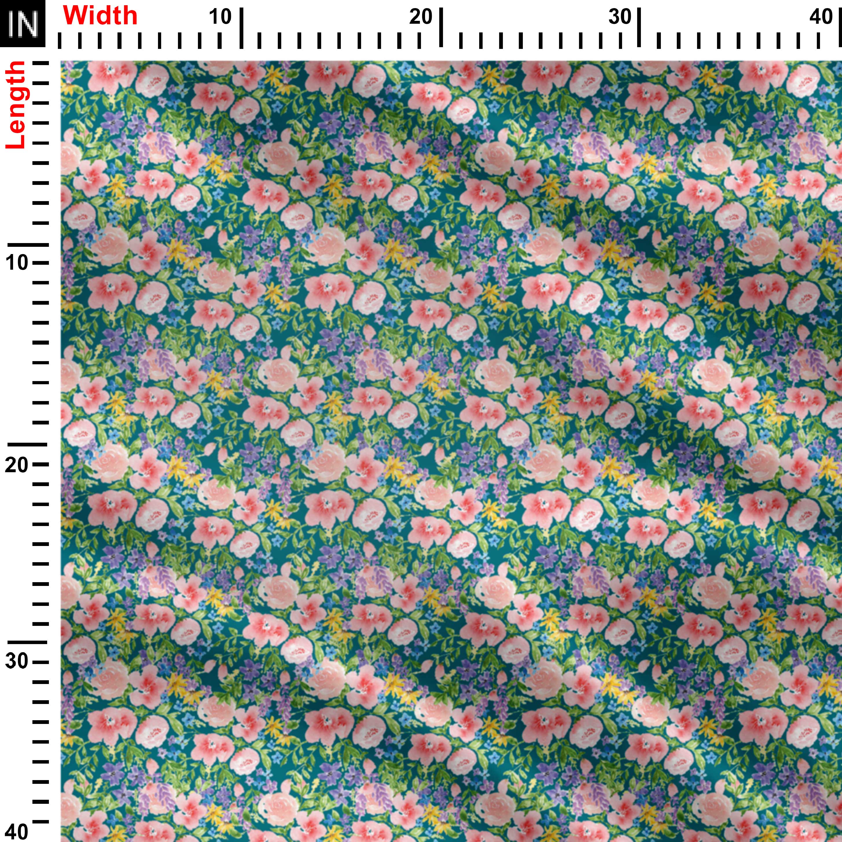 Watercolour floral Print Fabric