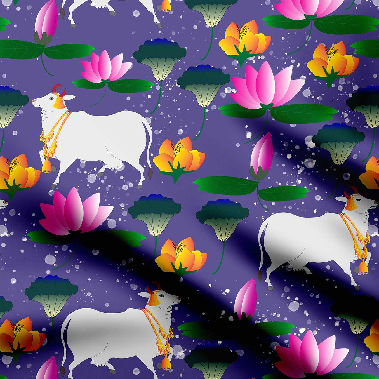 lavender lotus pond Print Fabric