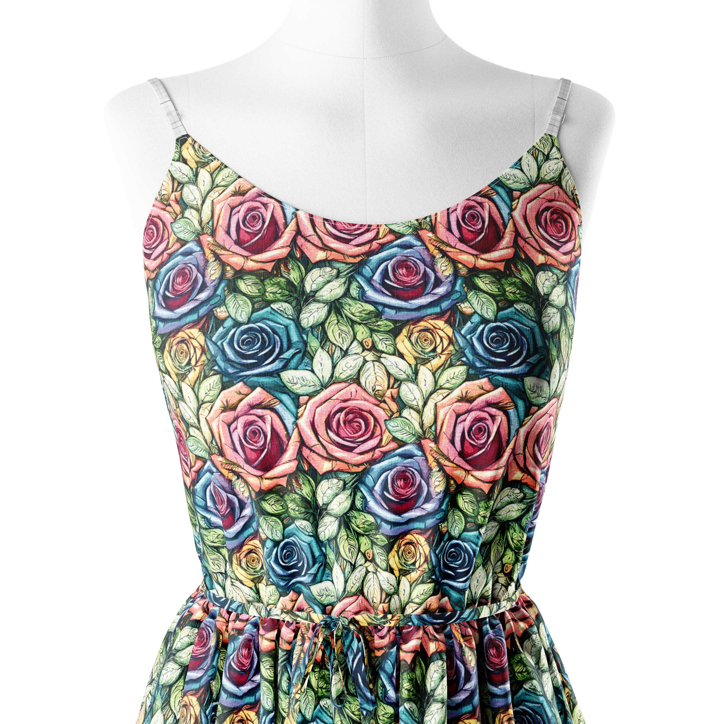 Hand paint rose pattern Print Fabric