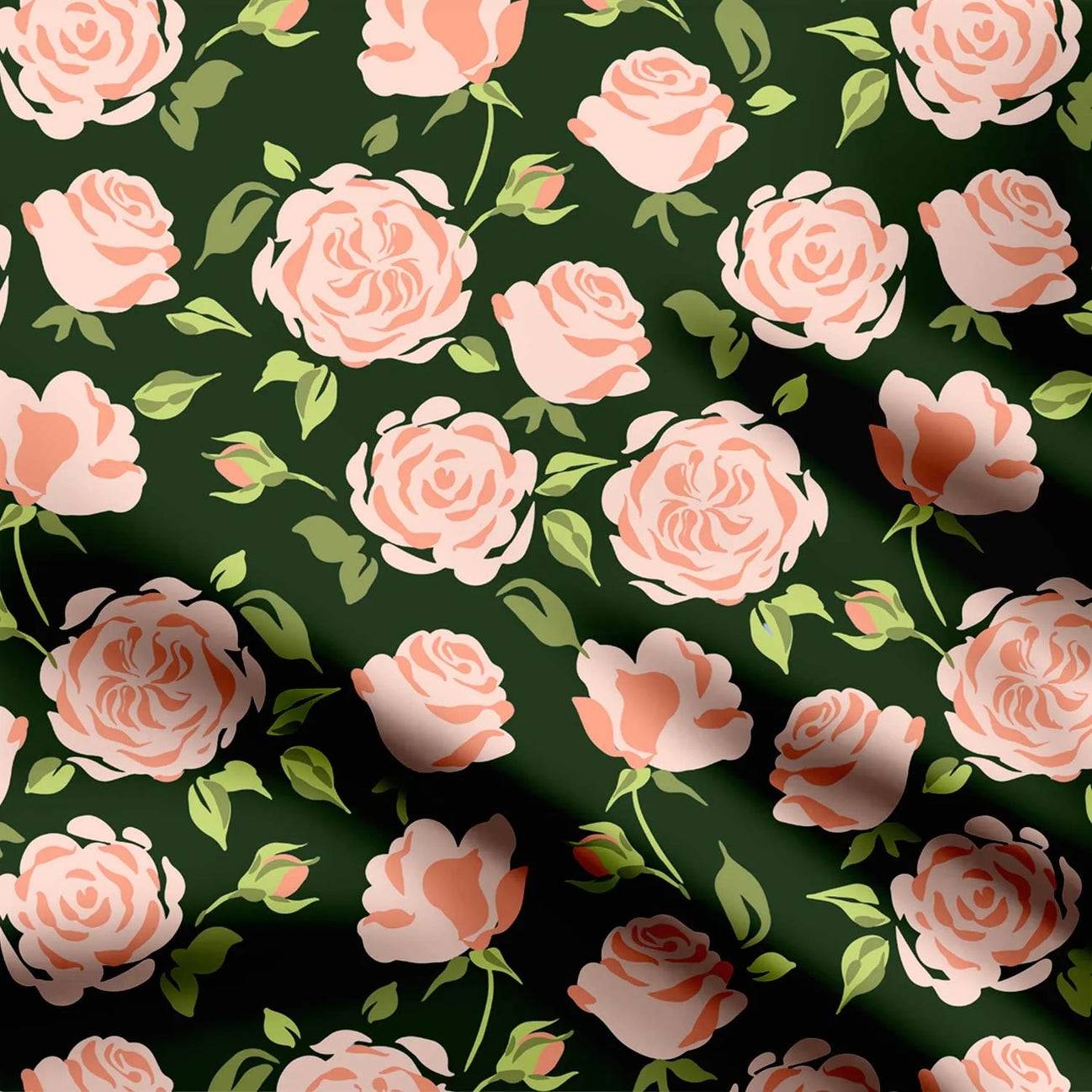 Peach Roses Print Fabric