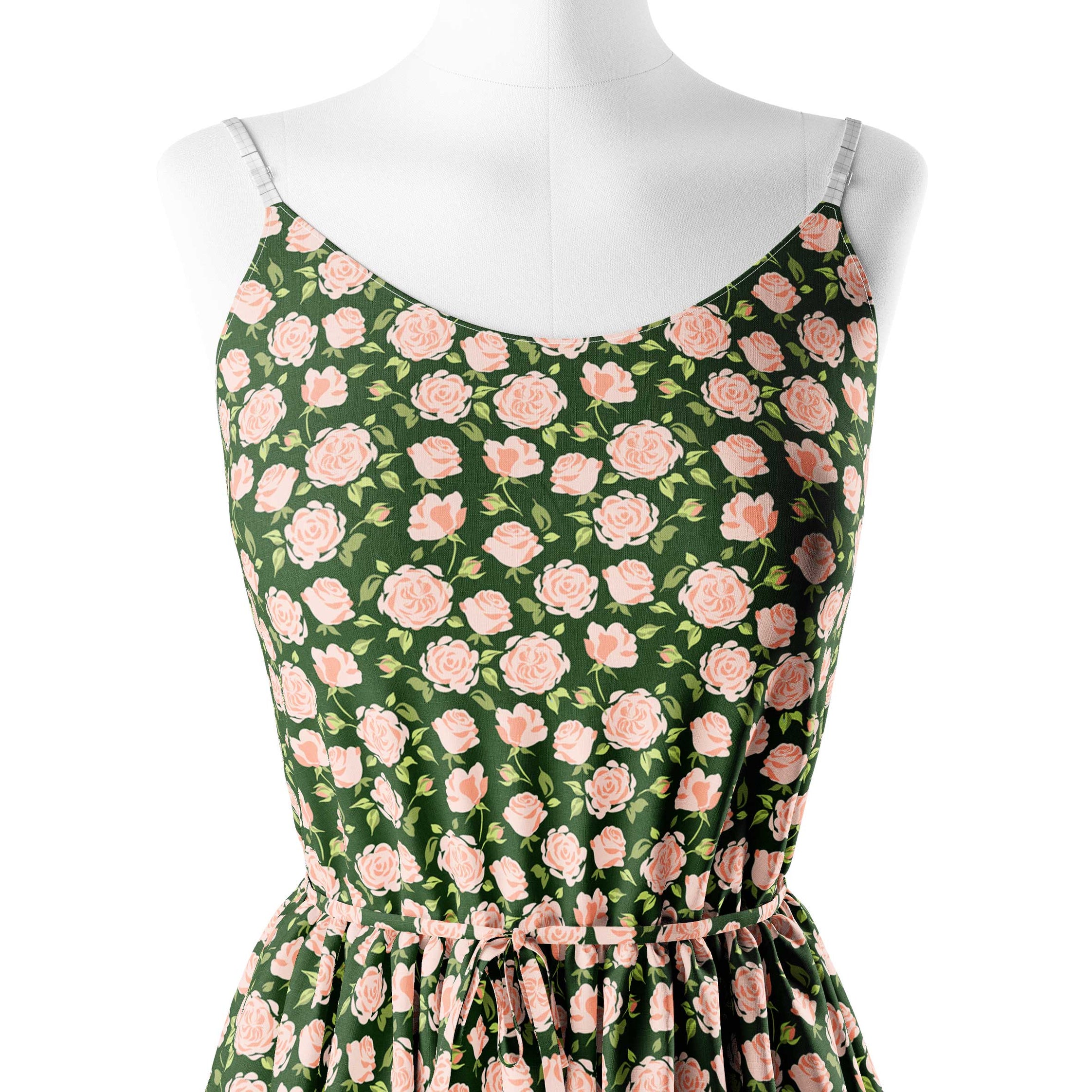 Peach Roses Print Fabric