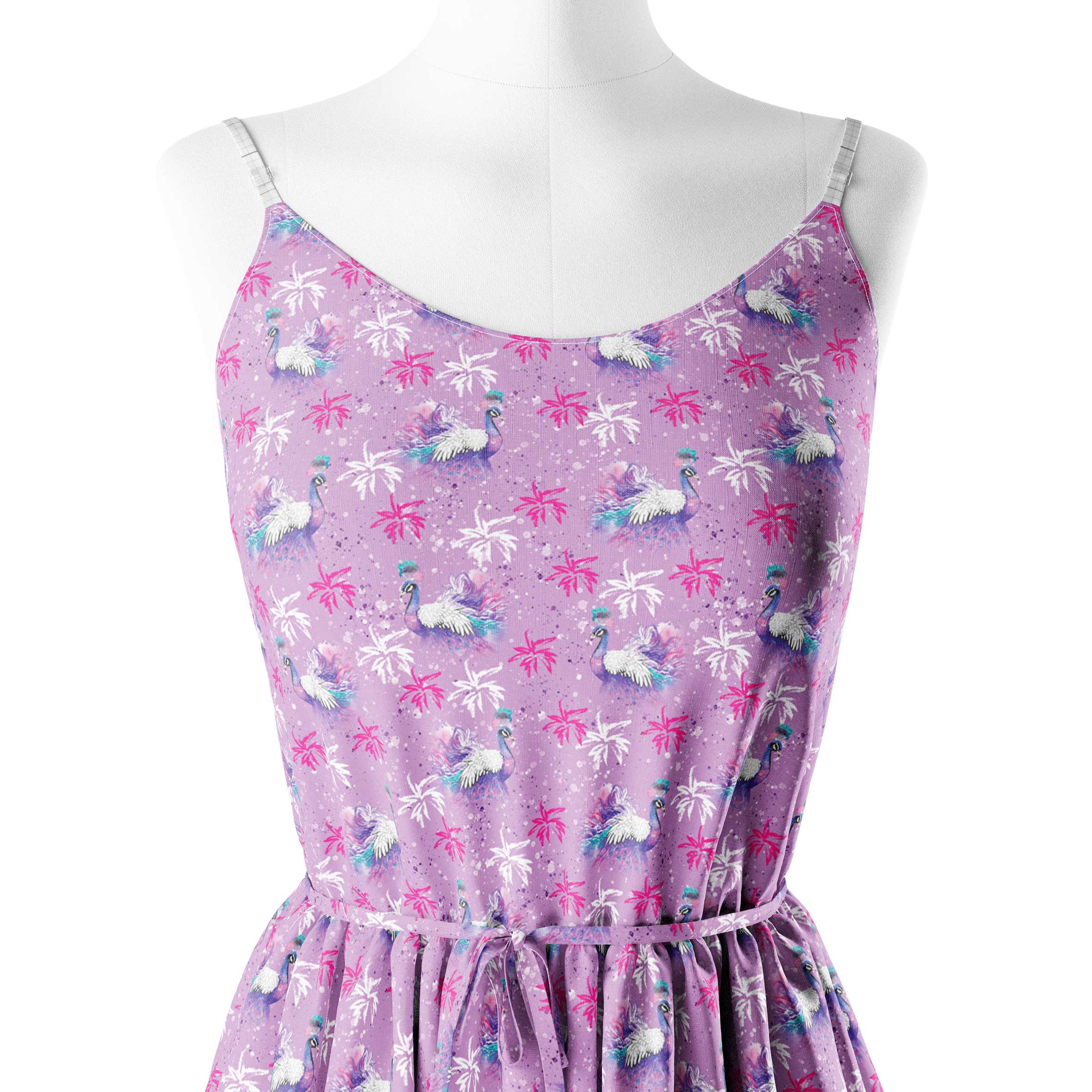 Azure feathers Print Fabric