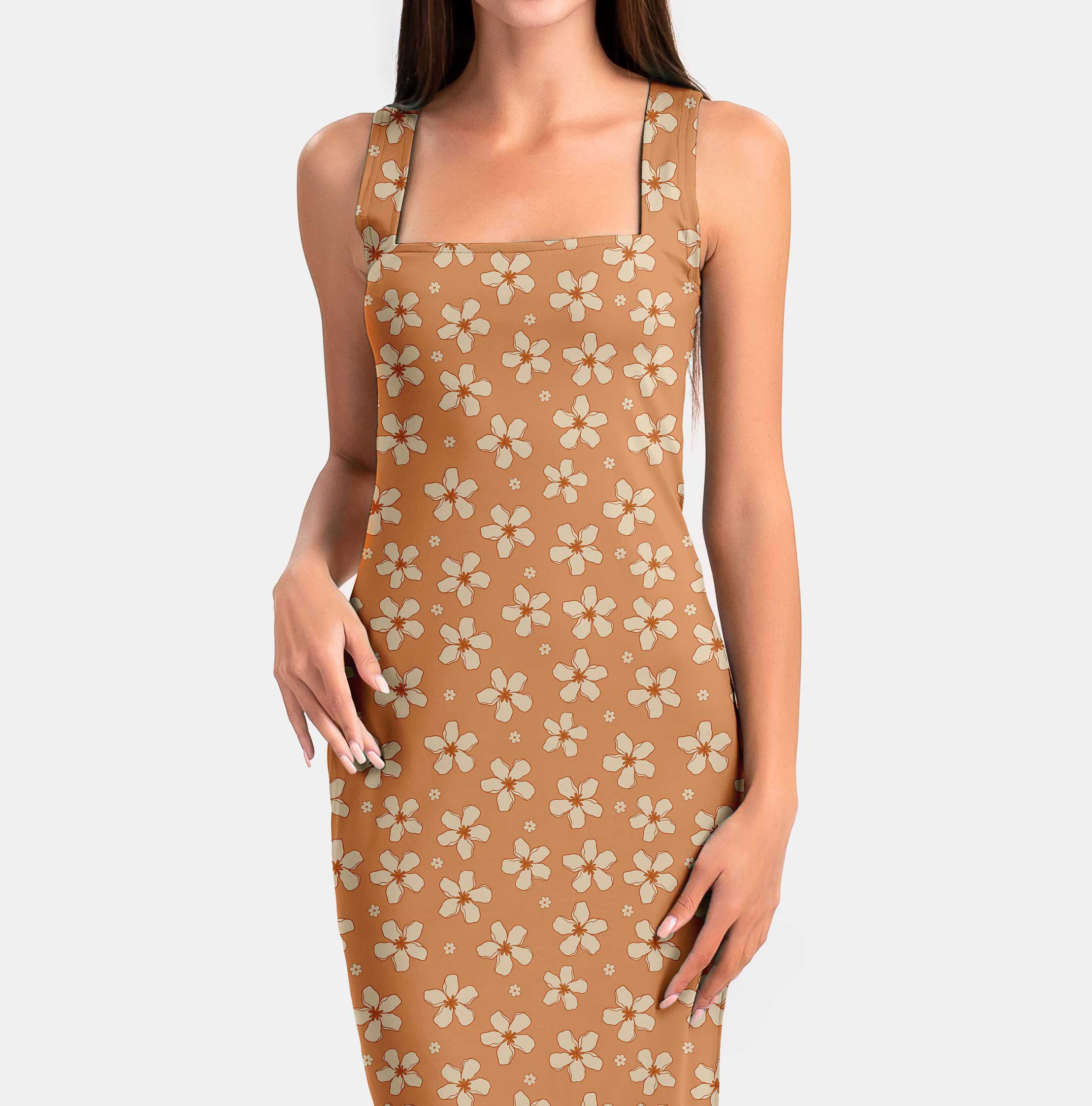 रेट्रो ग्रूवी फ्लोरल प्रिंट फ़ैब्रिक