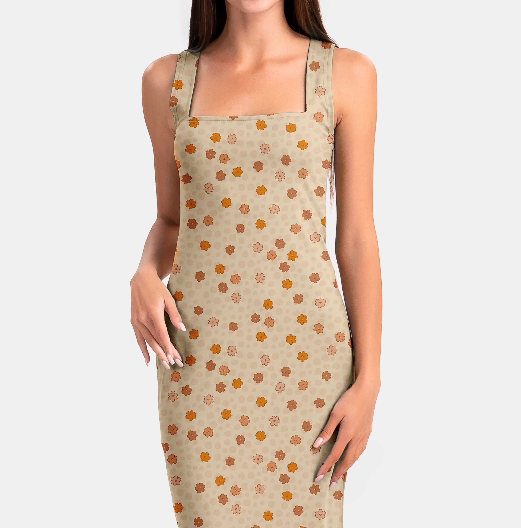 रेट्रो ग्रूवी छोटे पुष्प प्रिंट फैब्रिक