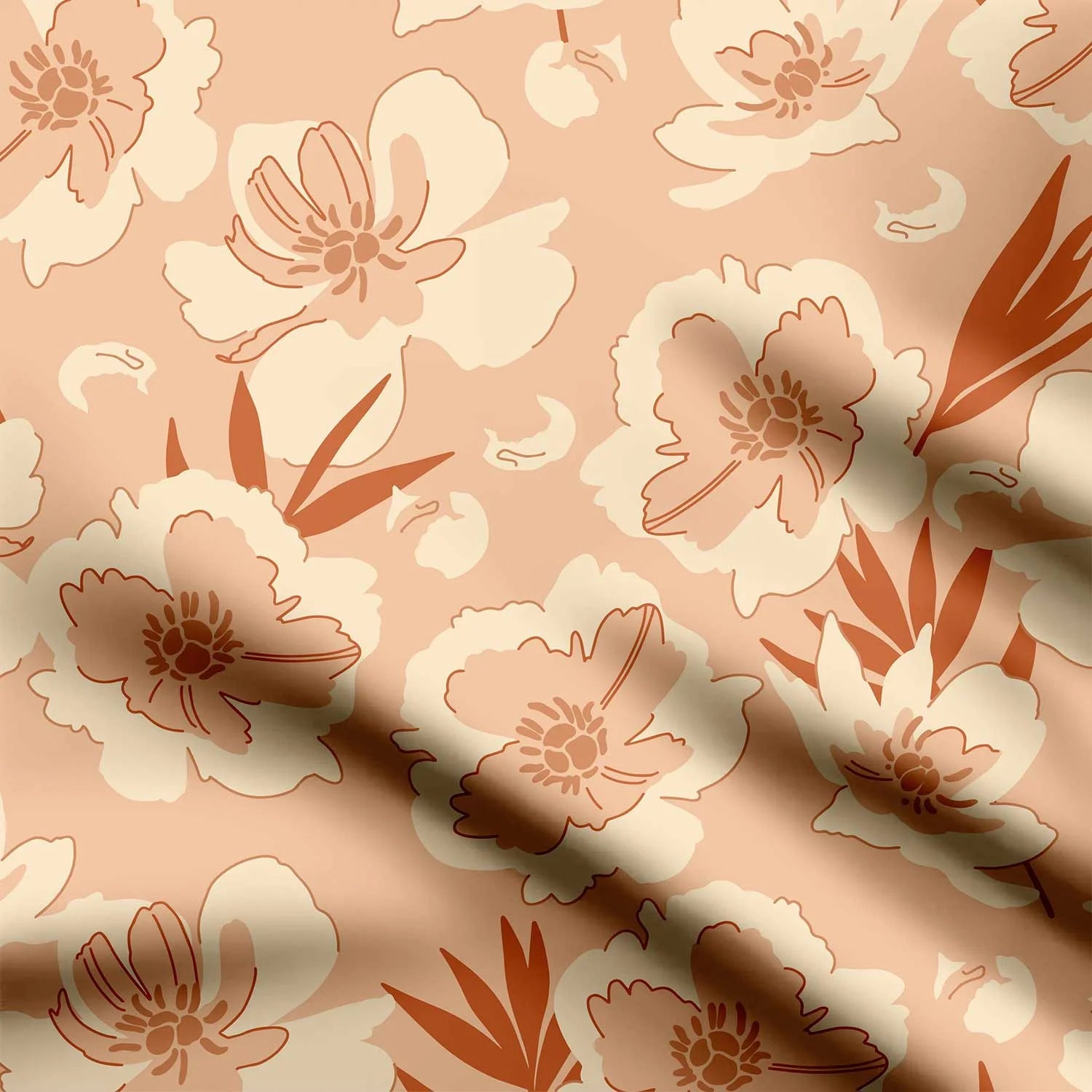 रेट्रो ग्रूवी छोटे पुष्प प्रिंट फैब्रिक