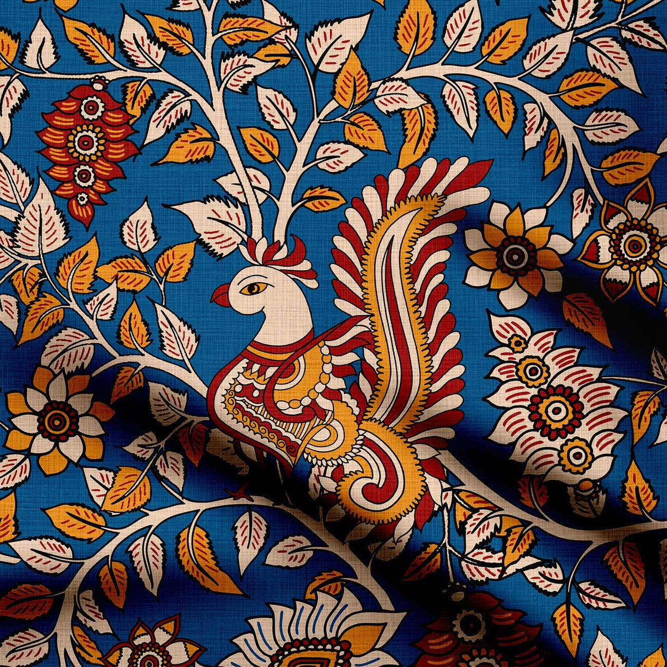 kalamkari teal Print Fabric