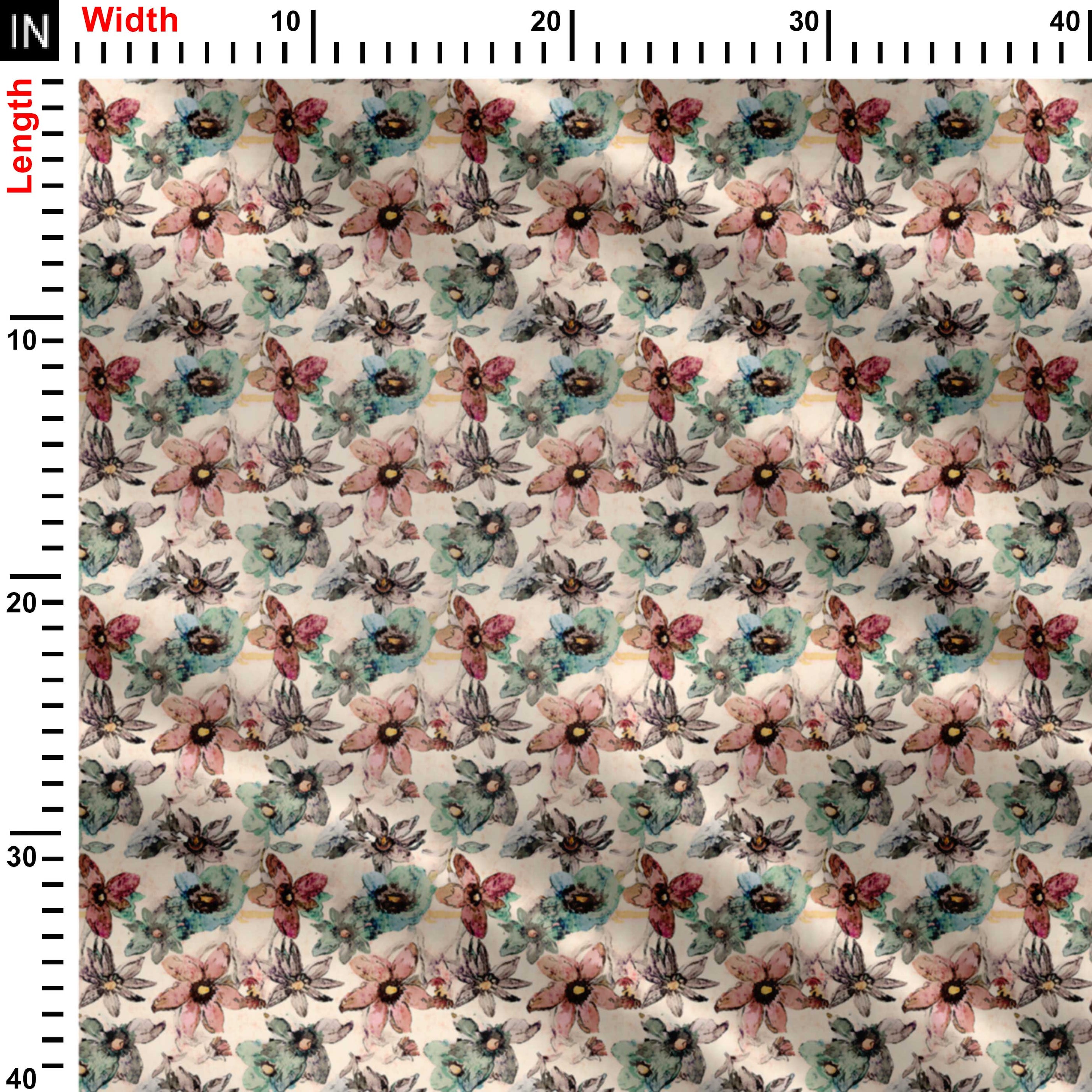 Vector feel pastel color floral Print Fabric