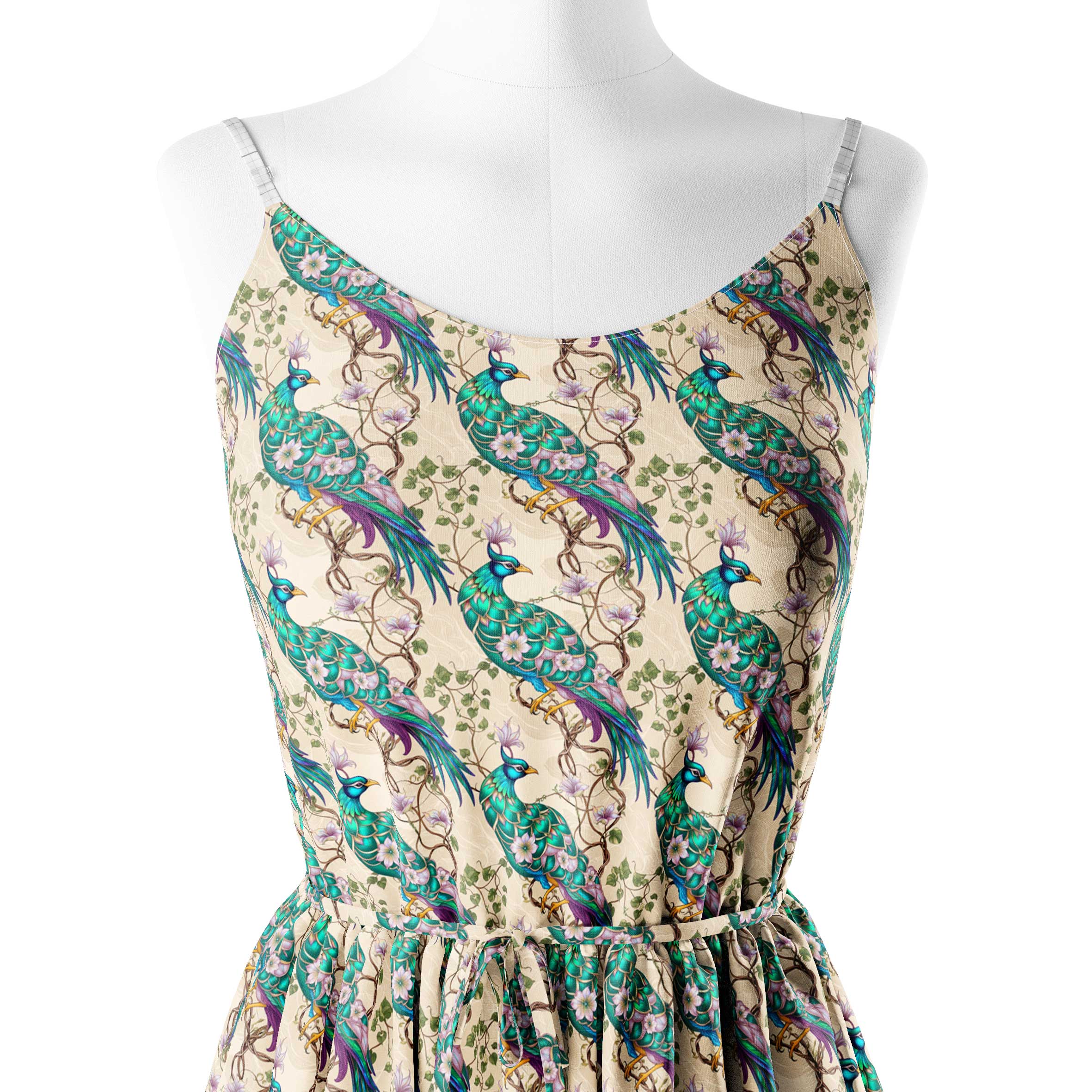 Ethnic Peacock Kalamkari Print Fabric