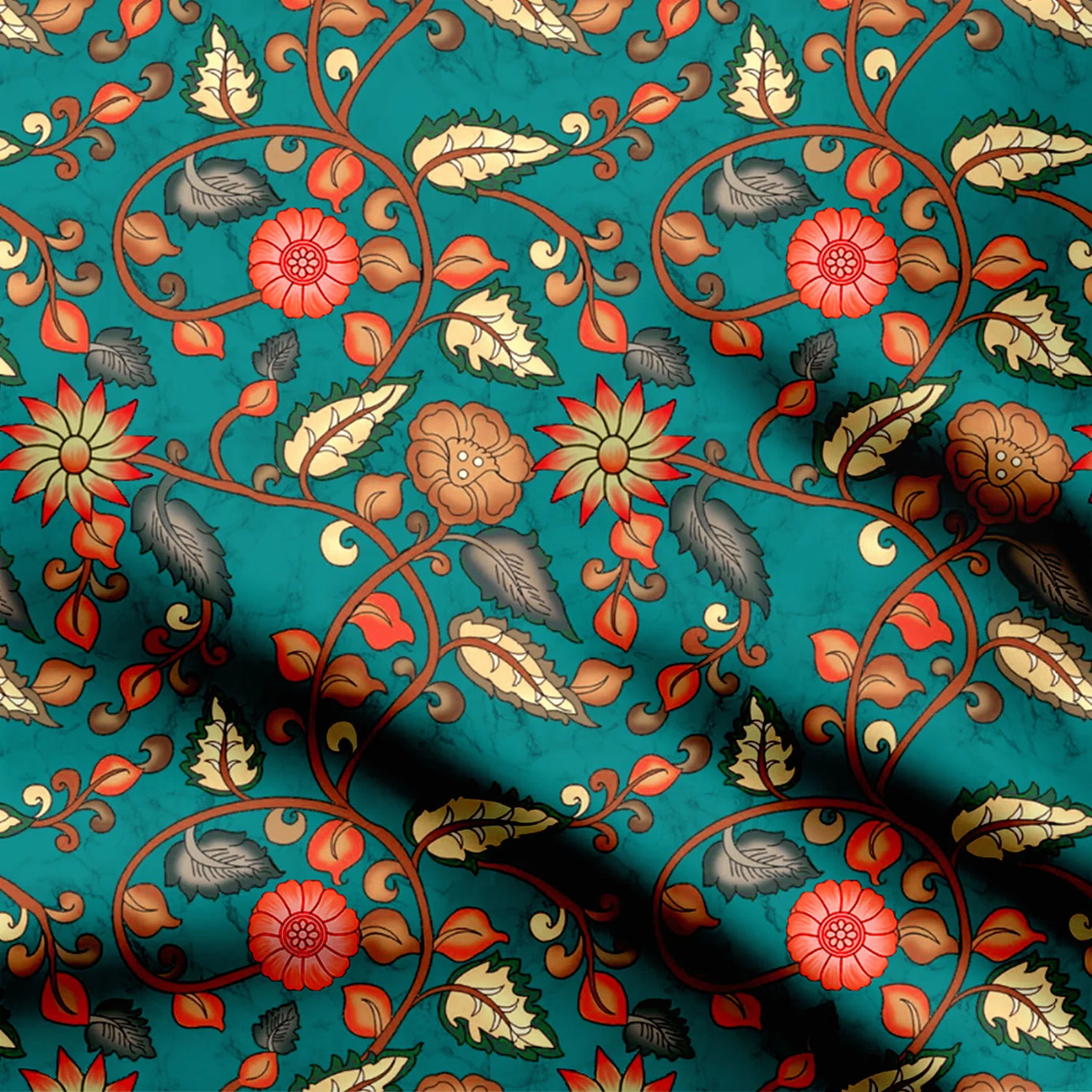 Kalamkari Mariya Green Print Fabric