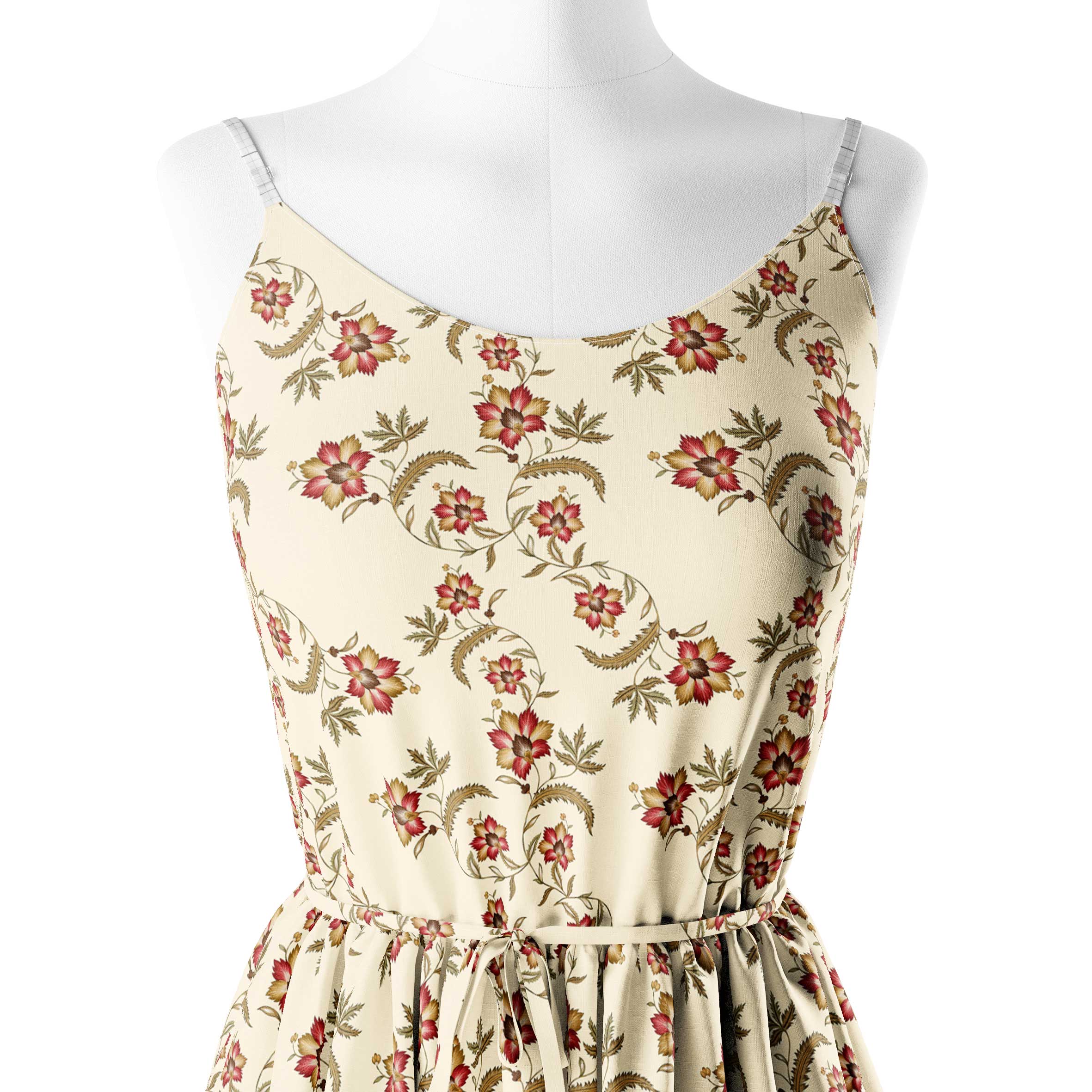 Botanical Flower Kalamkari Print Fabr