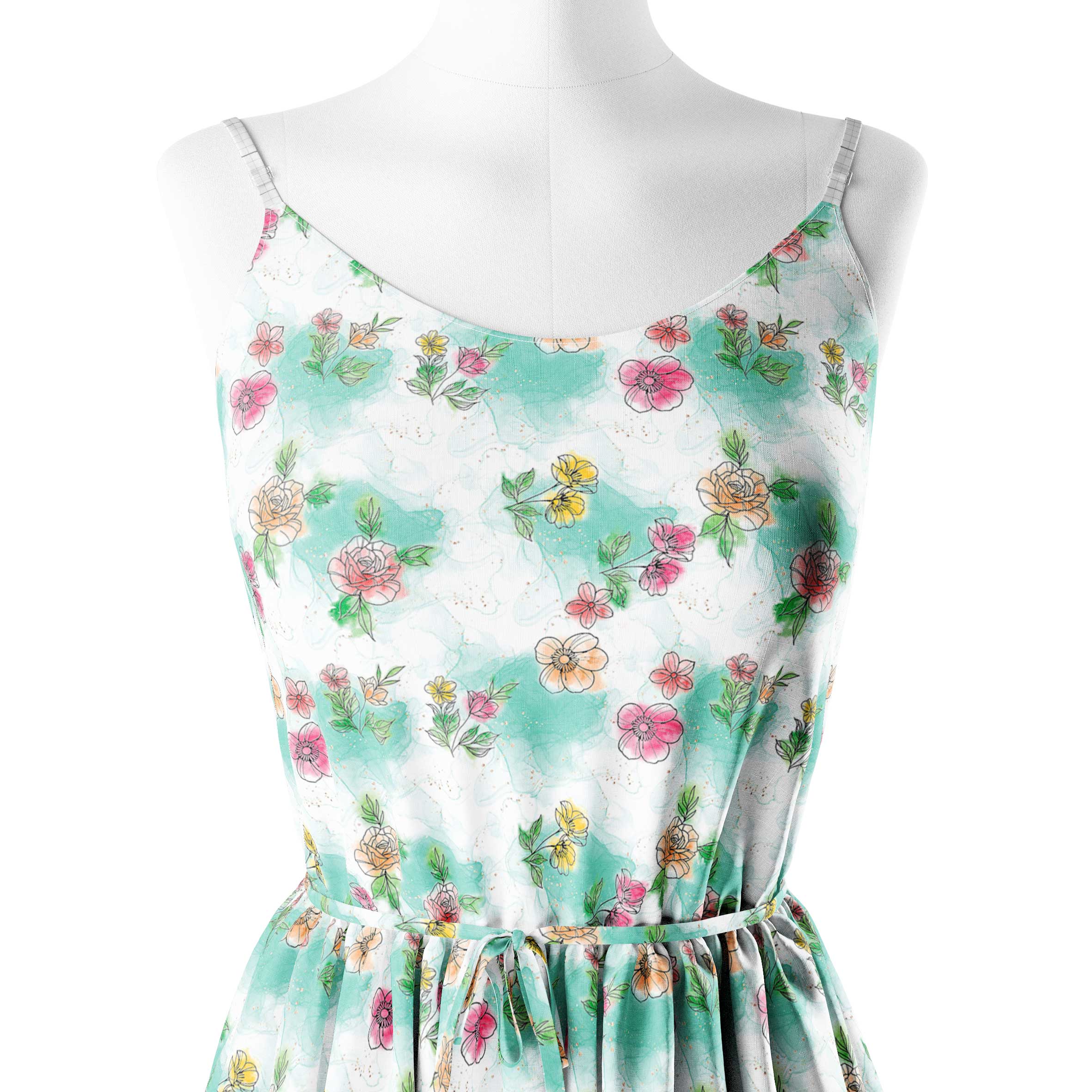 Water color roses Print Fabric