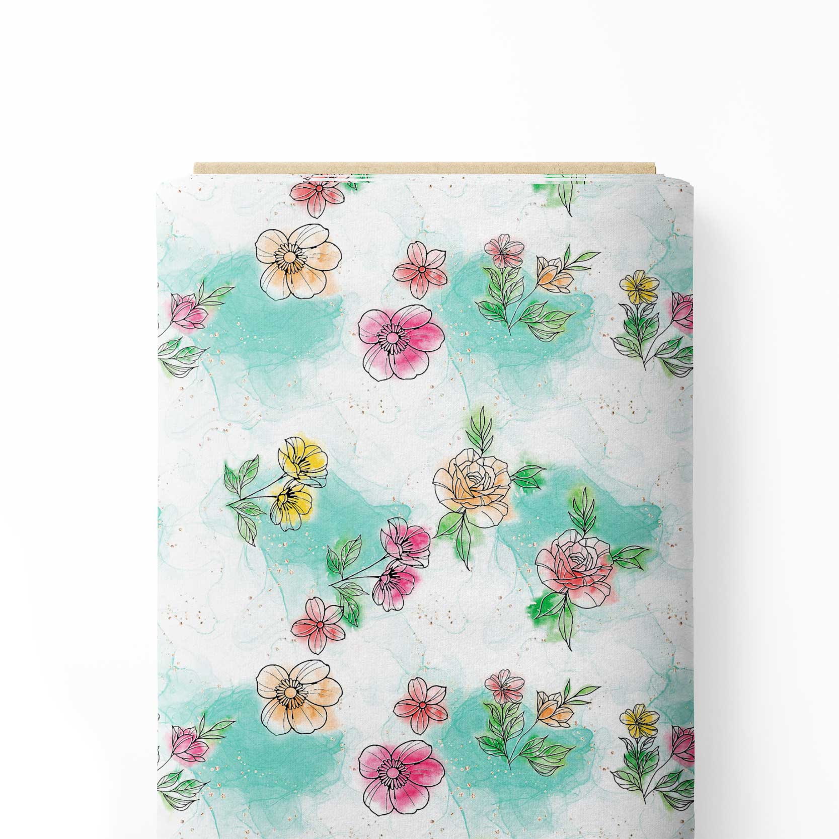 Water color roses Print Fabric