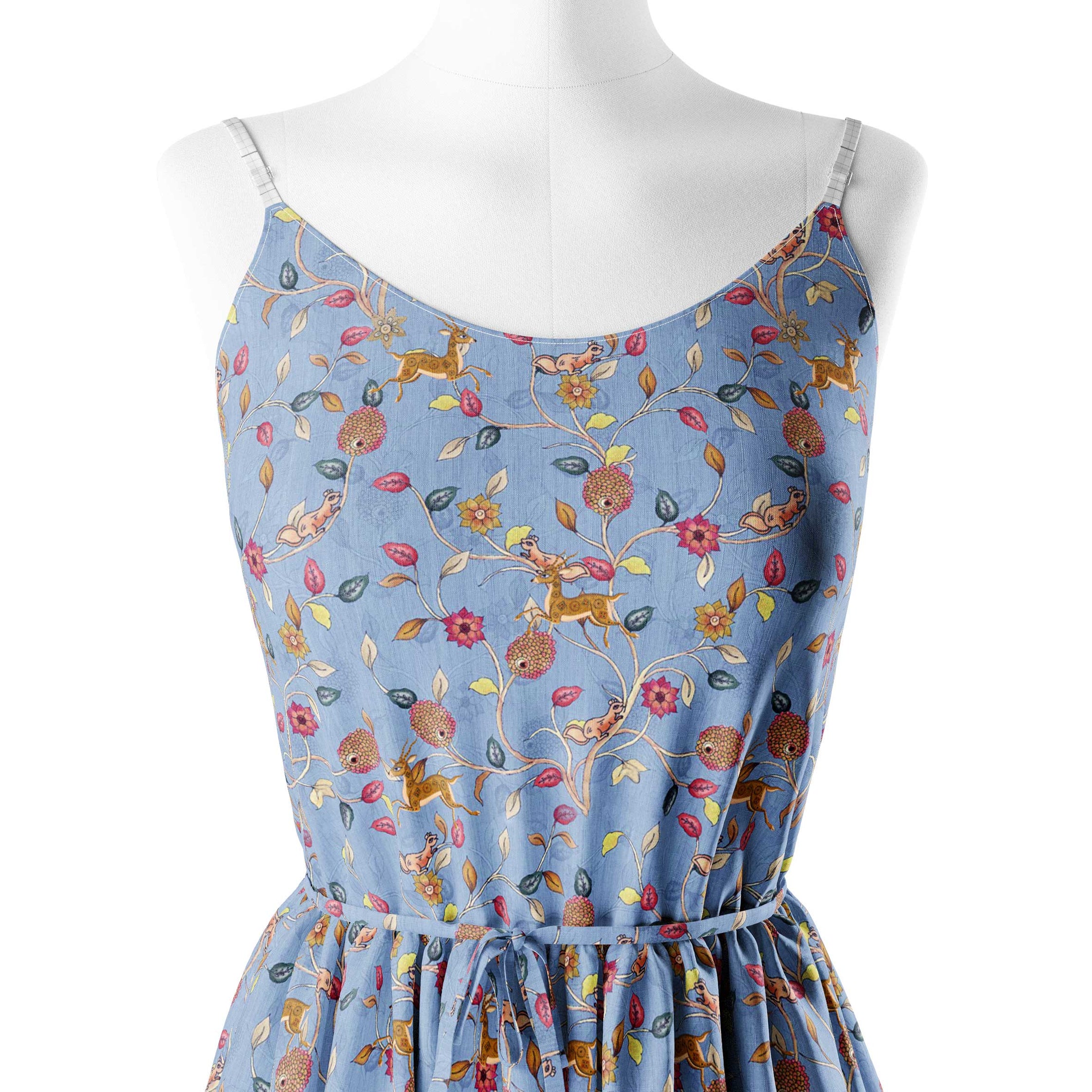 गिलहरी और प्रिय कलमकारी प्रिंट कपड़ा