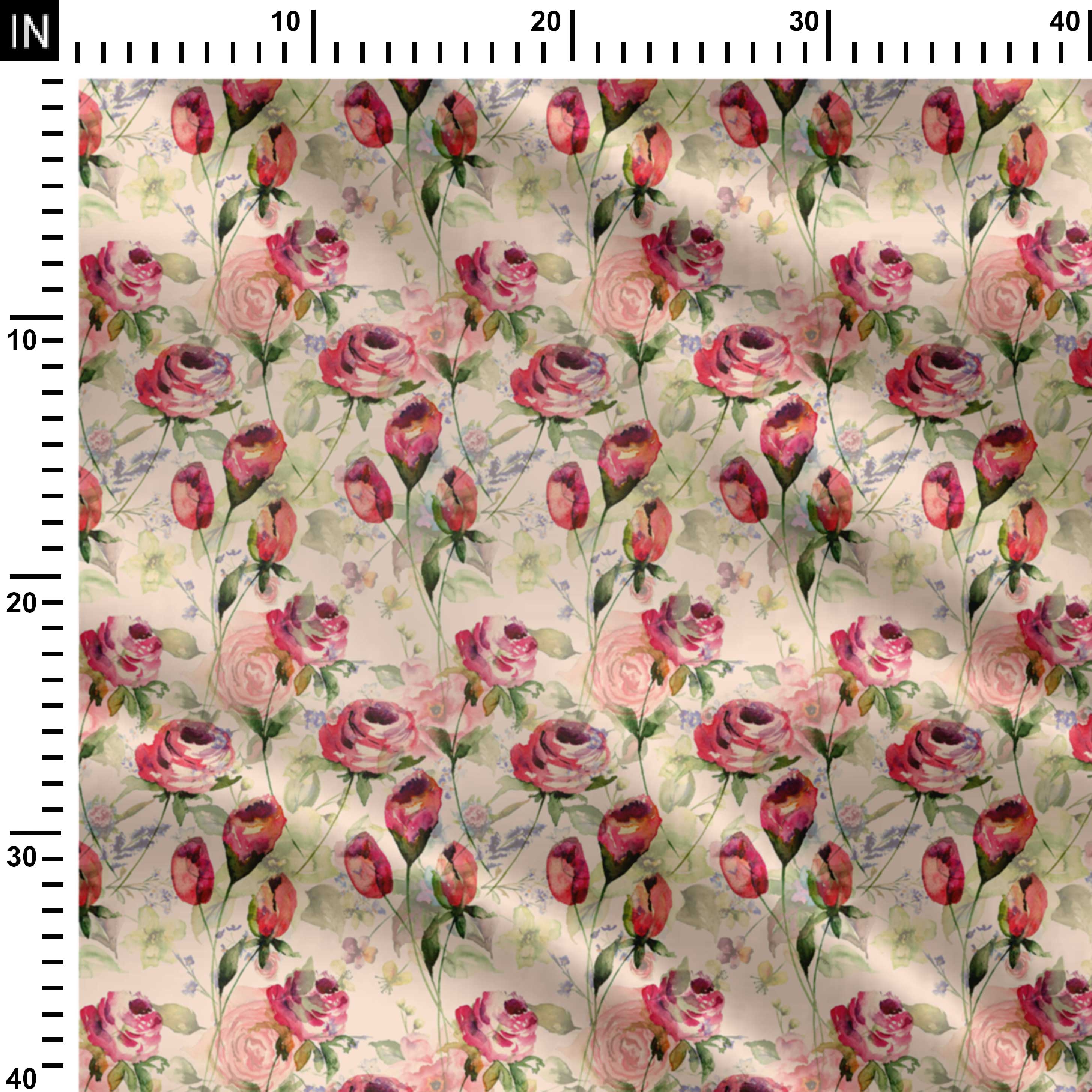 Water Roses Print Fabric