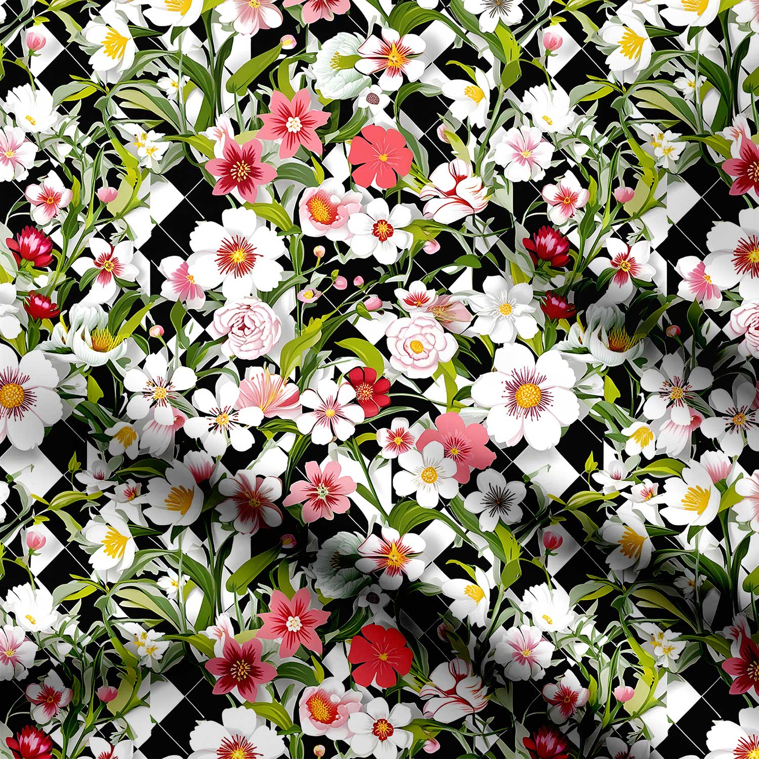 Blossom Checks 1 Print Fabric