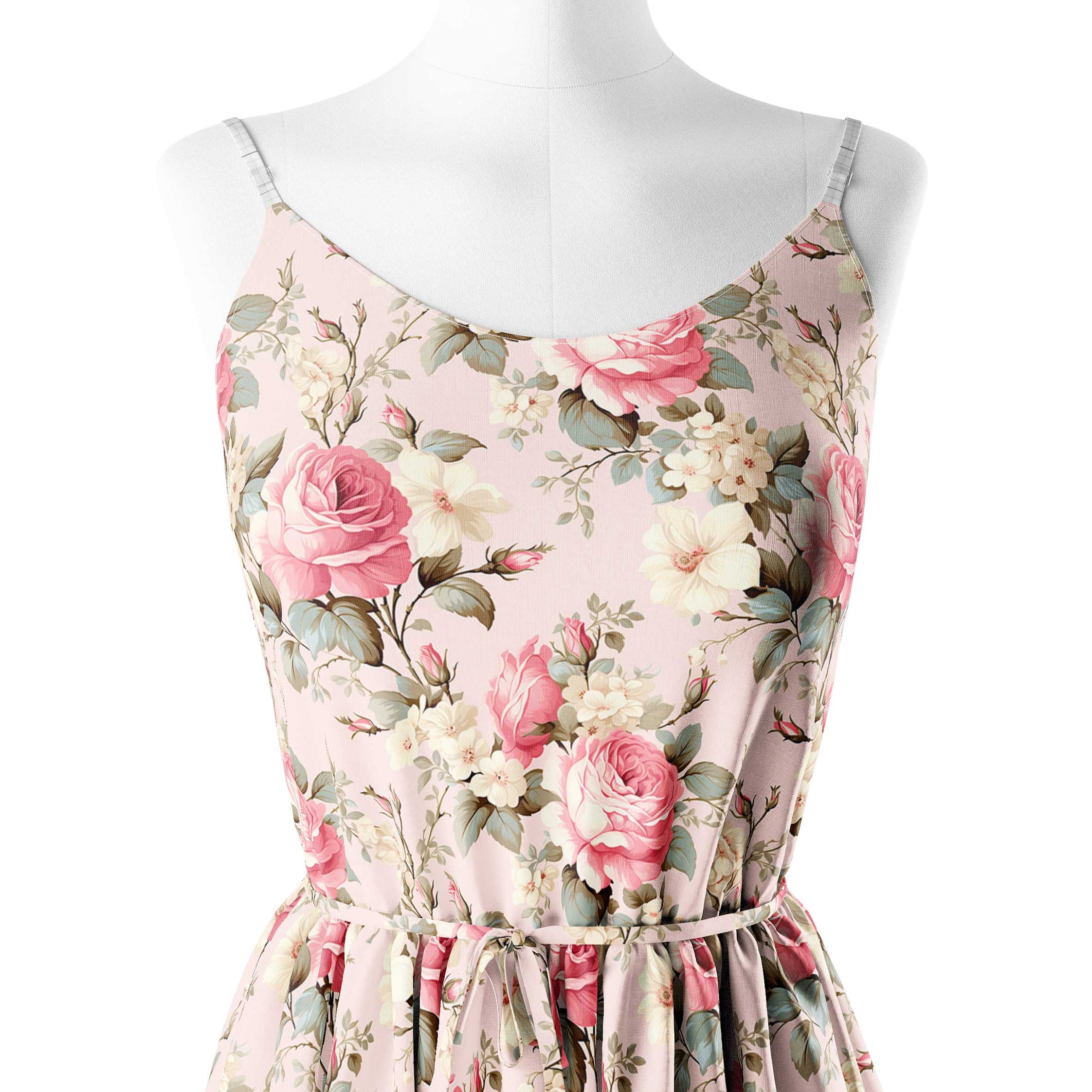 Peach Roses Print Fabric