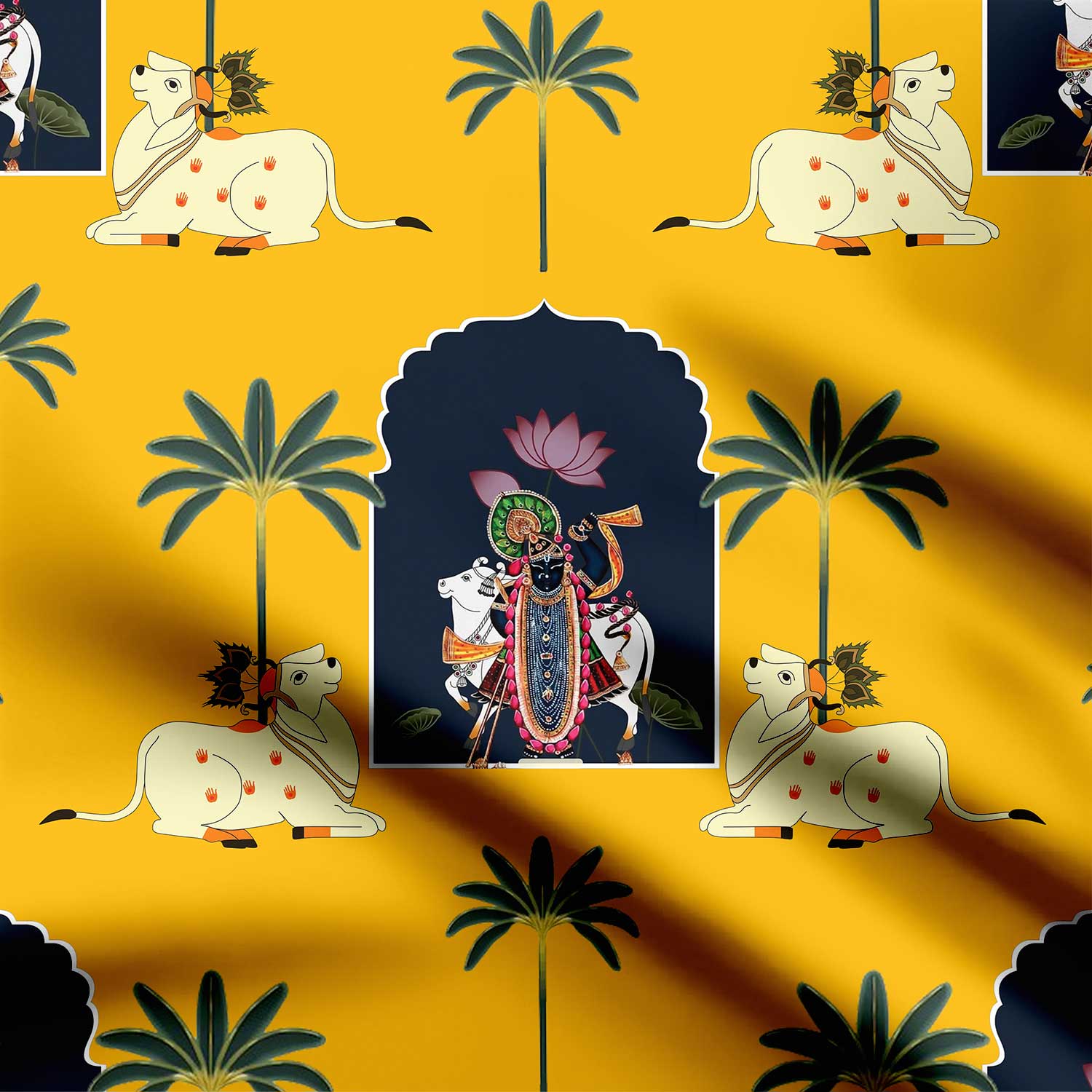 शांत गाय सद्भाव प्रिंट कपड़ा