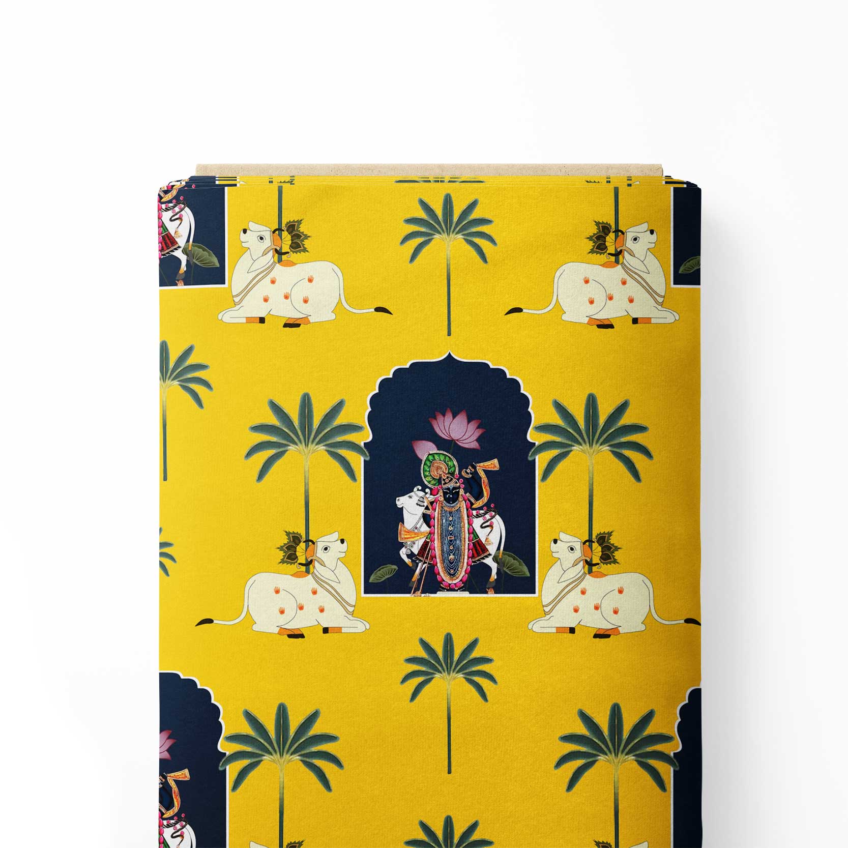 Serene Cow Harmony Print Fabric