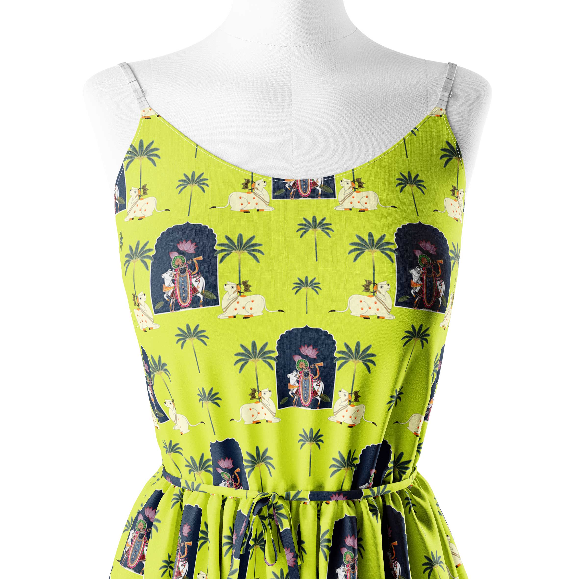 श्याम और गौ प्रिंट फैब्रिक