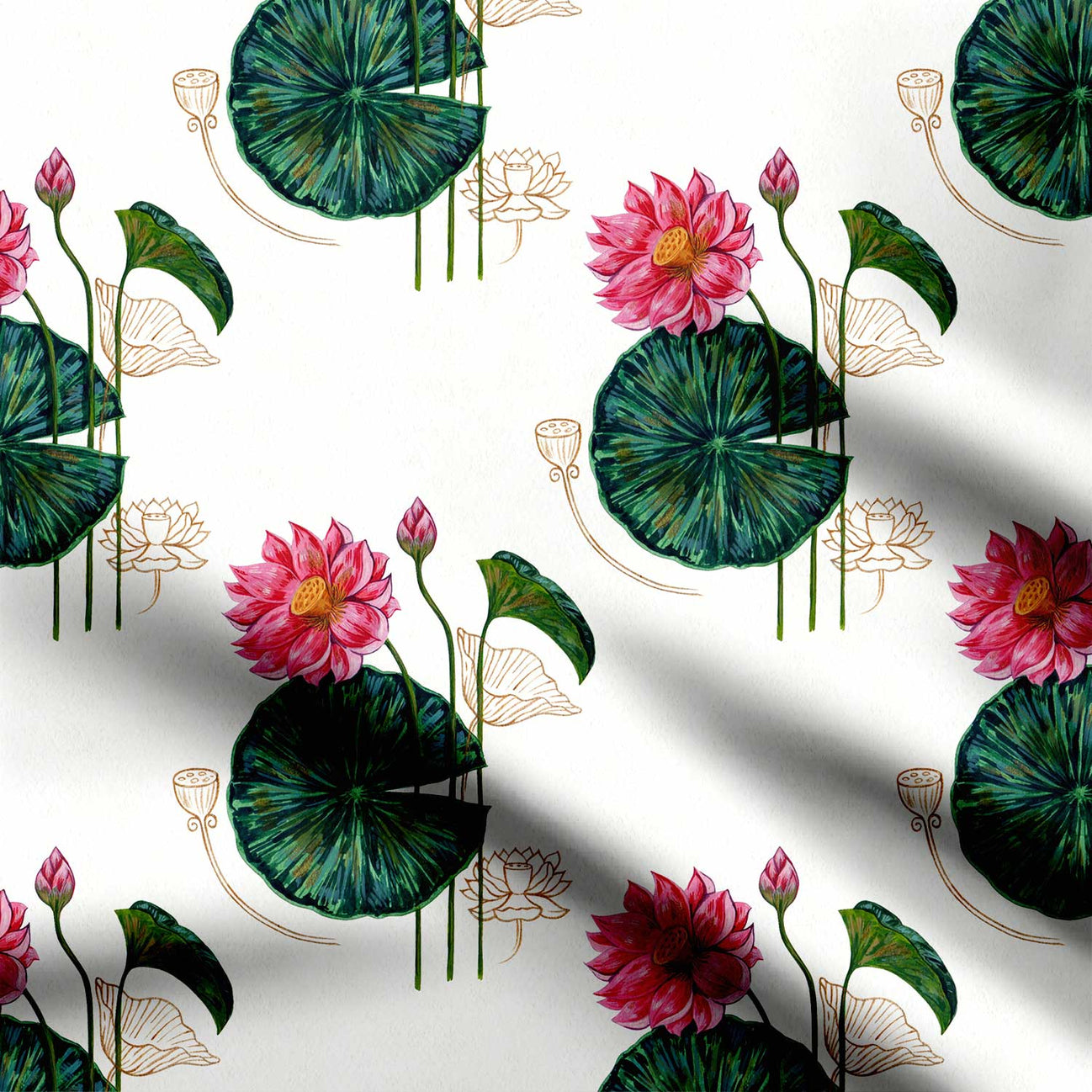 Pink Lotus Essence Print Fabric