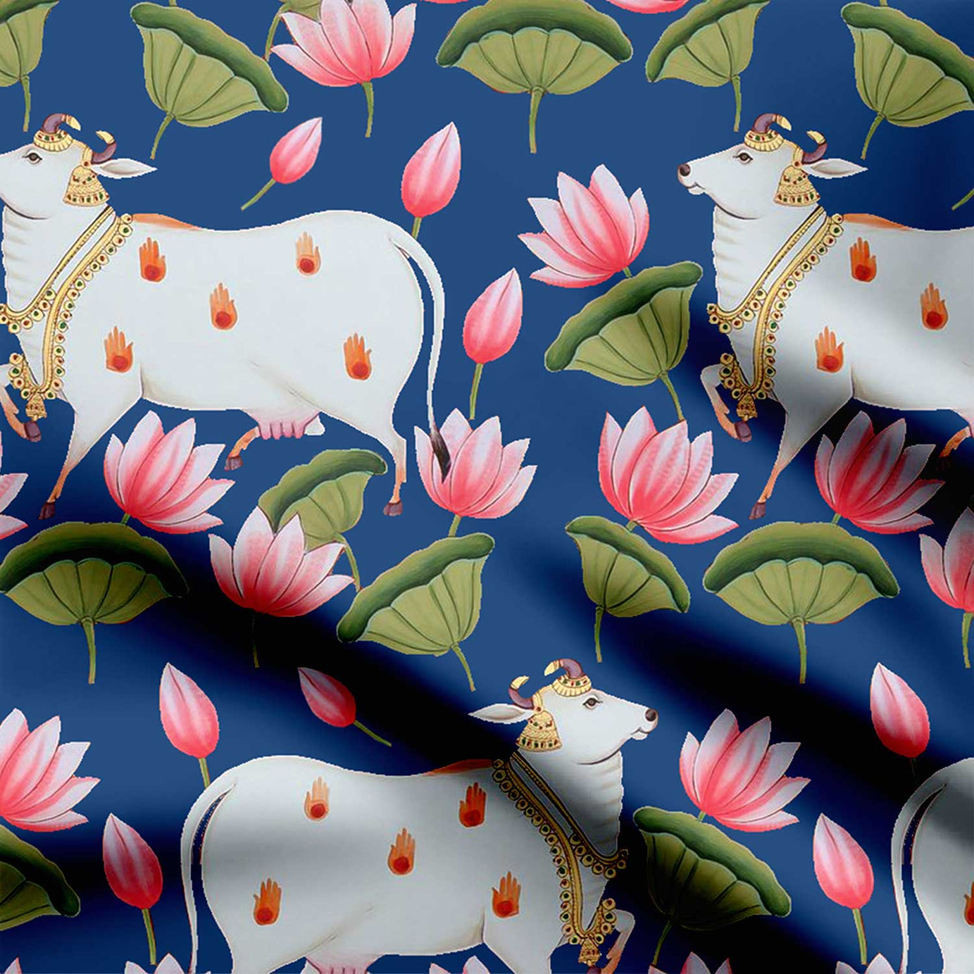 Divine Blue Cow Print Fabric