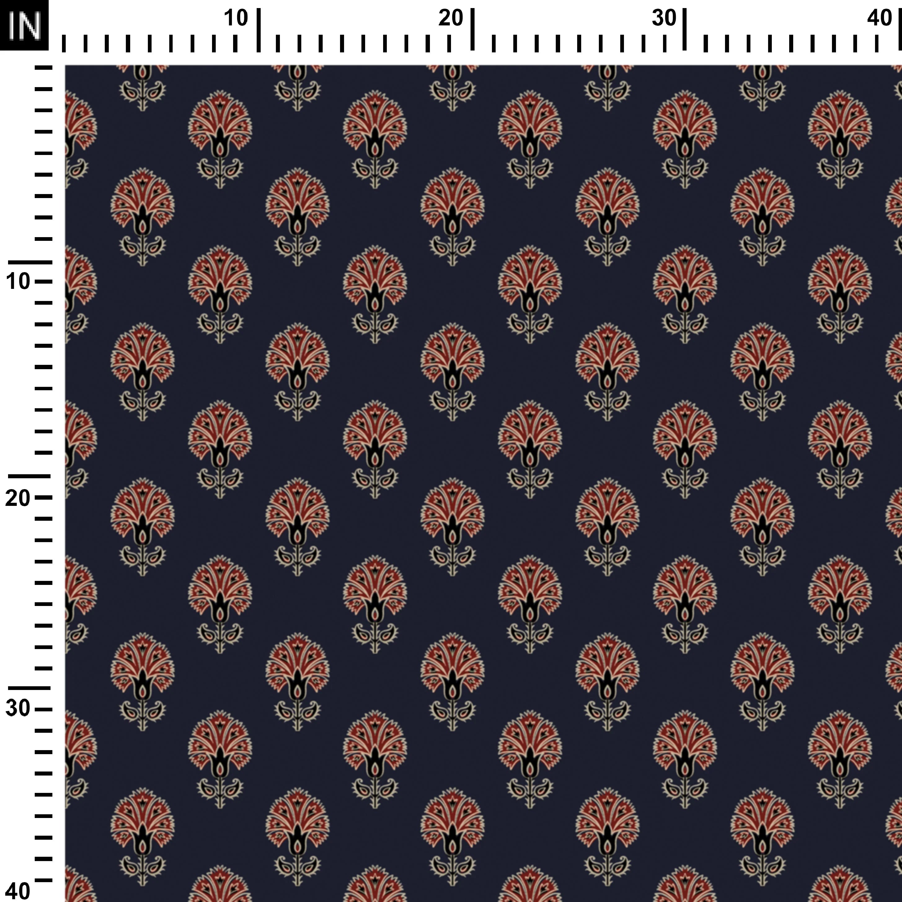 Navy blue flower buti ajrakh