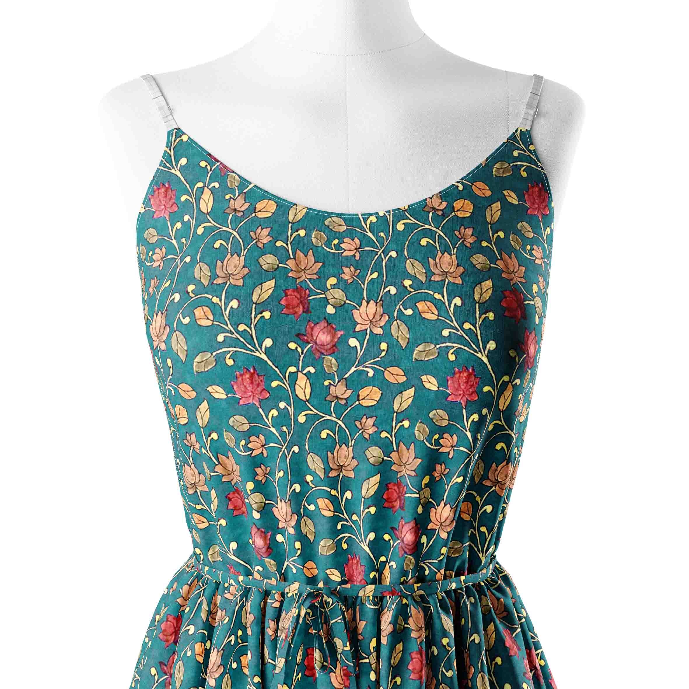 Kalamkari Mariya Green Print Fabric