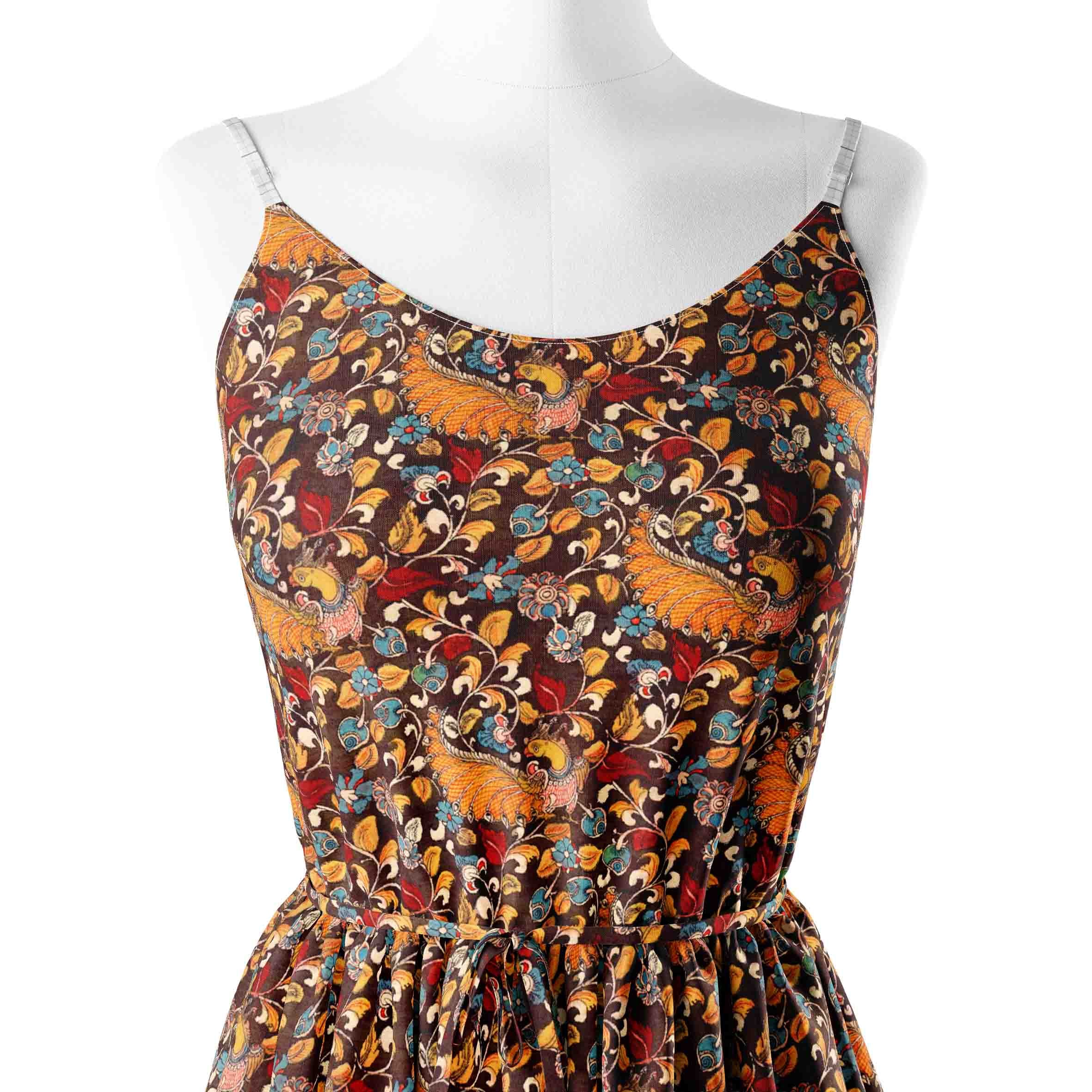 Brown Peacock Kalamkari